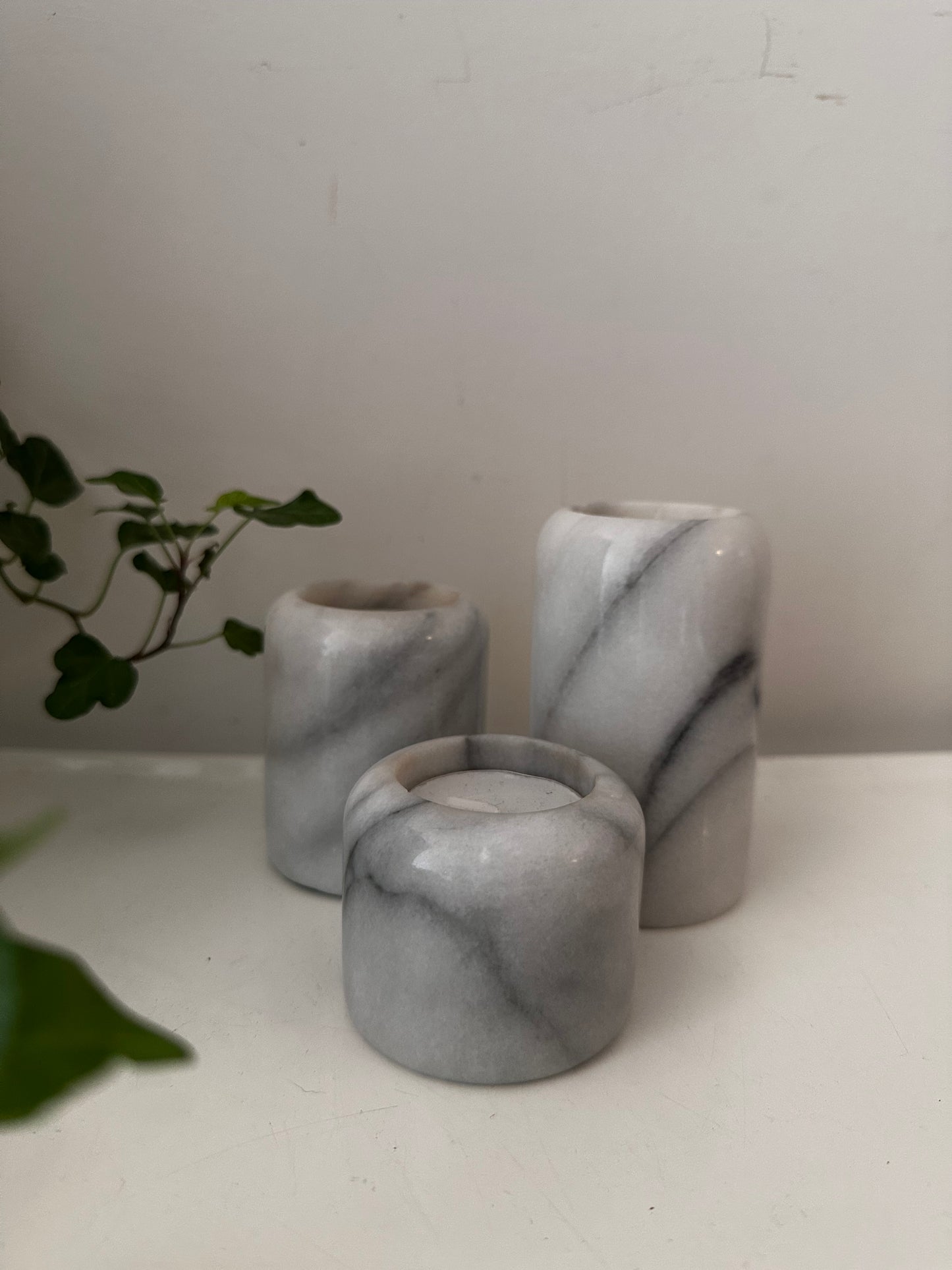 Onyx set van 3 waxinelichthouders