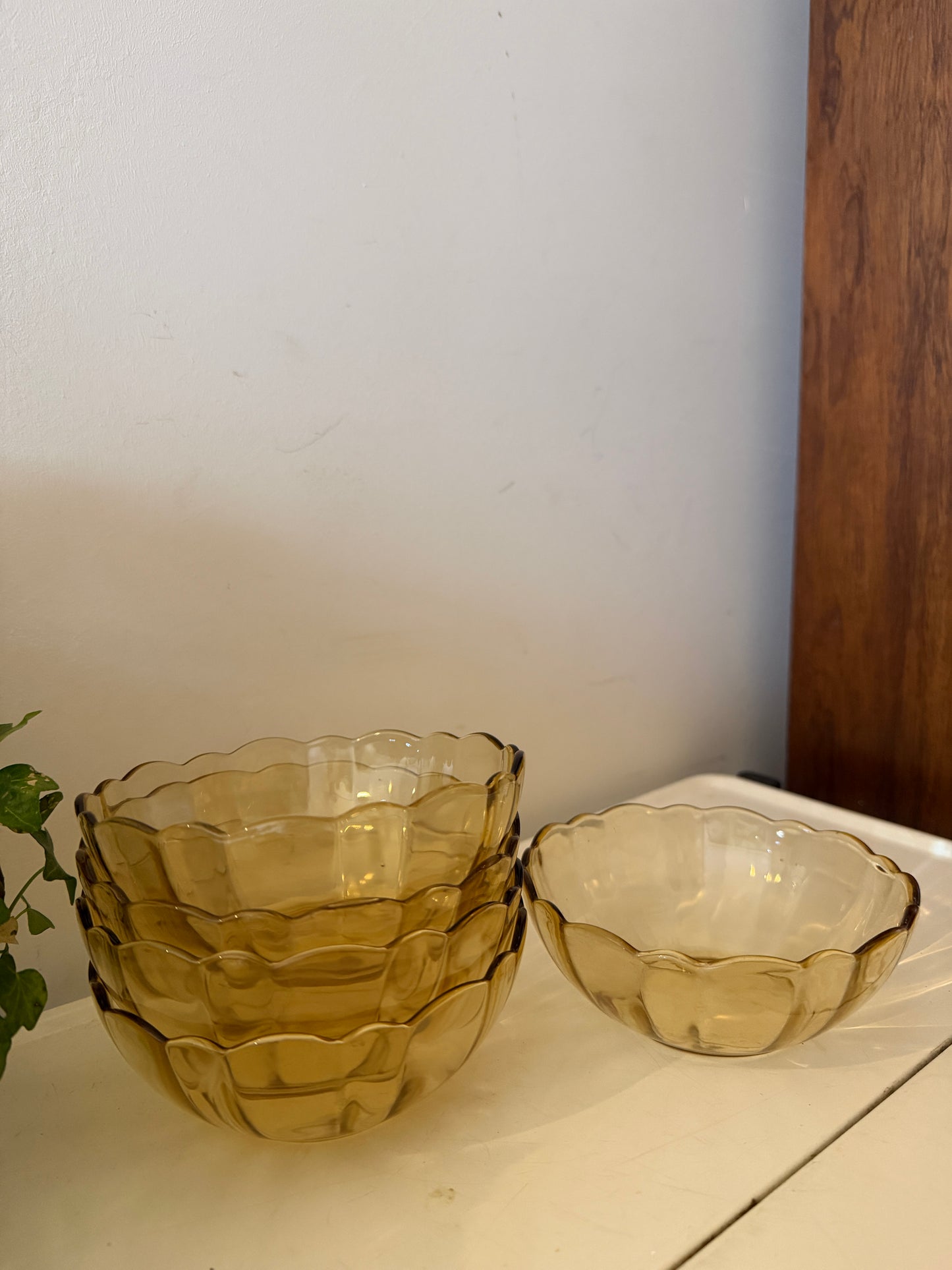 Set van 5 vintage persglazen schaaltjes