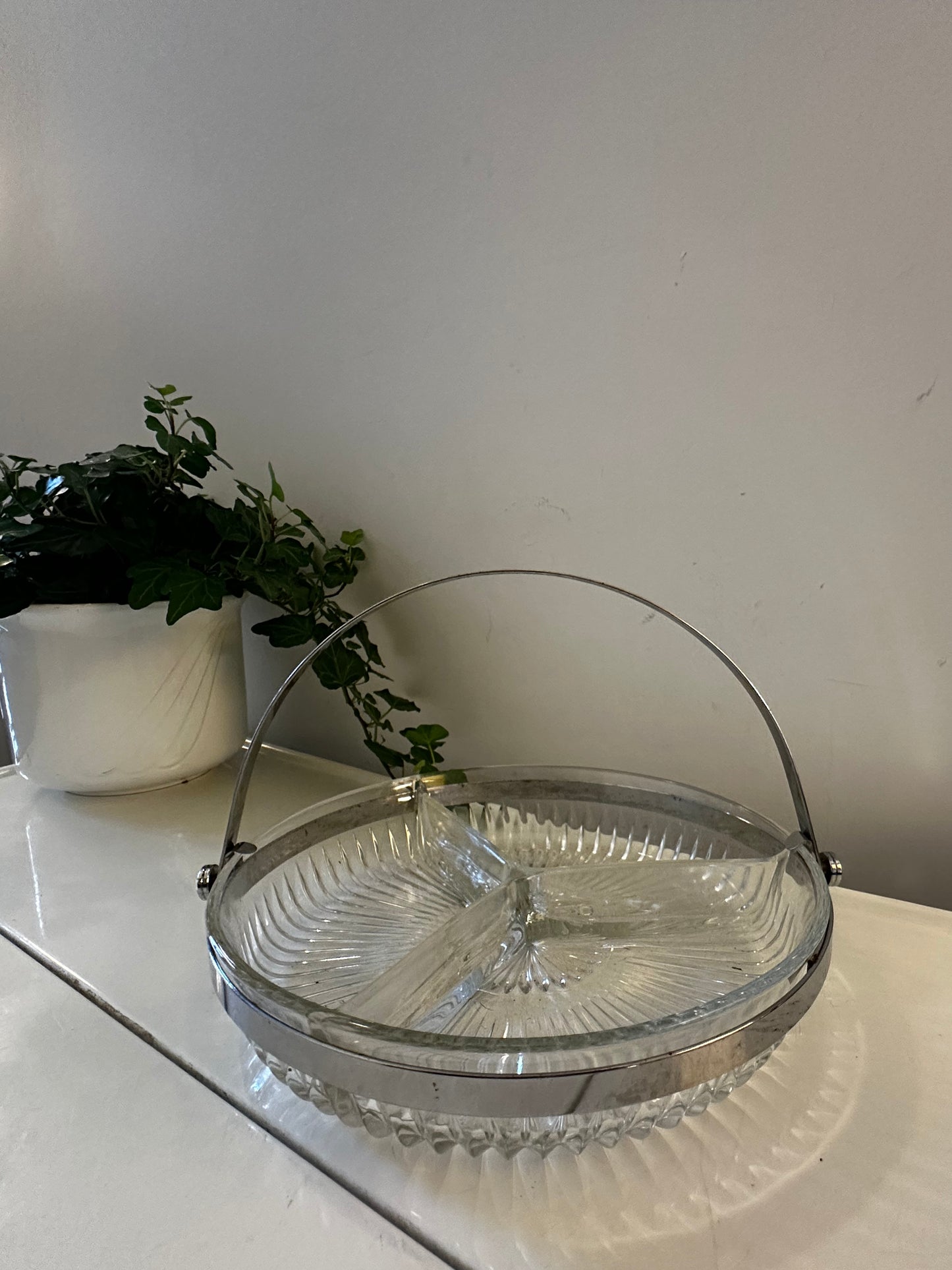 Toffe 3 vaks schaal met metalen hengsel