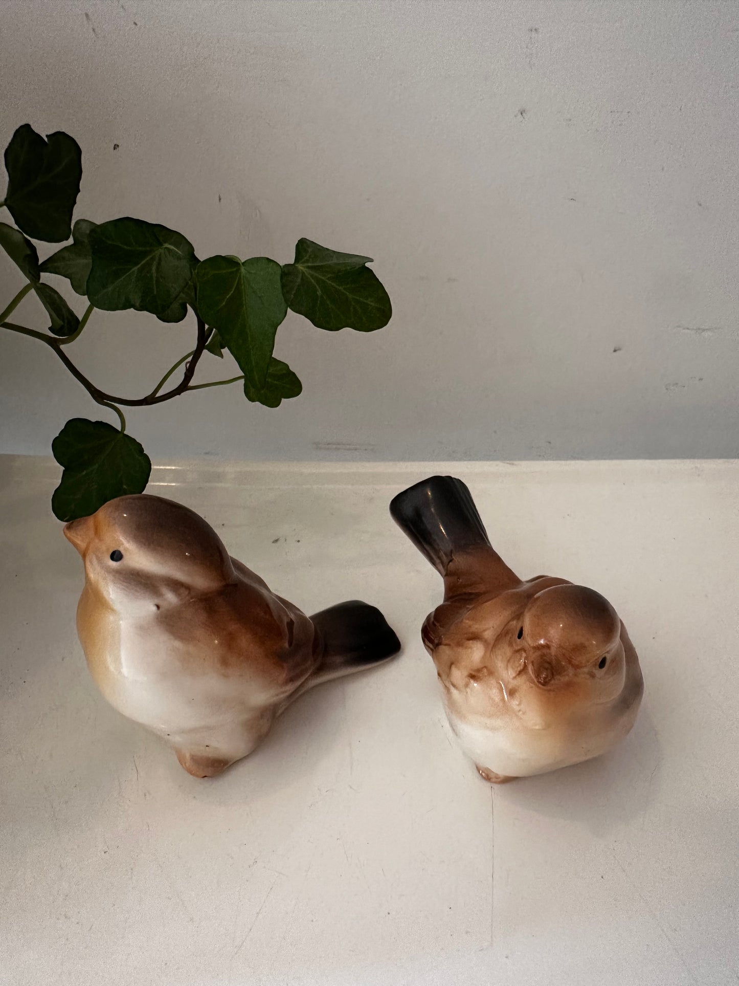 Set van 2 porseleinen vogeltjes