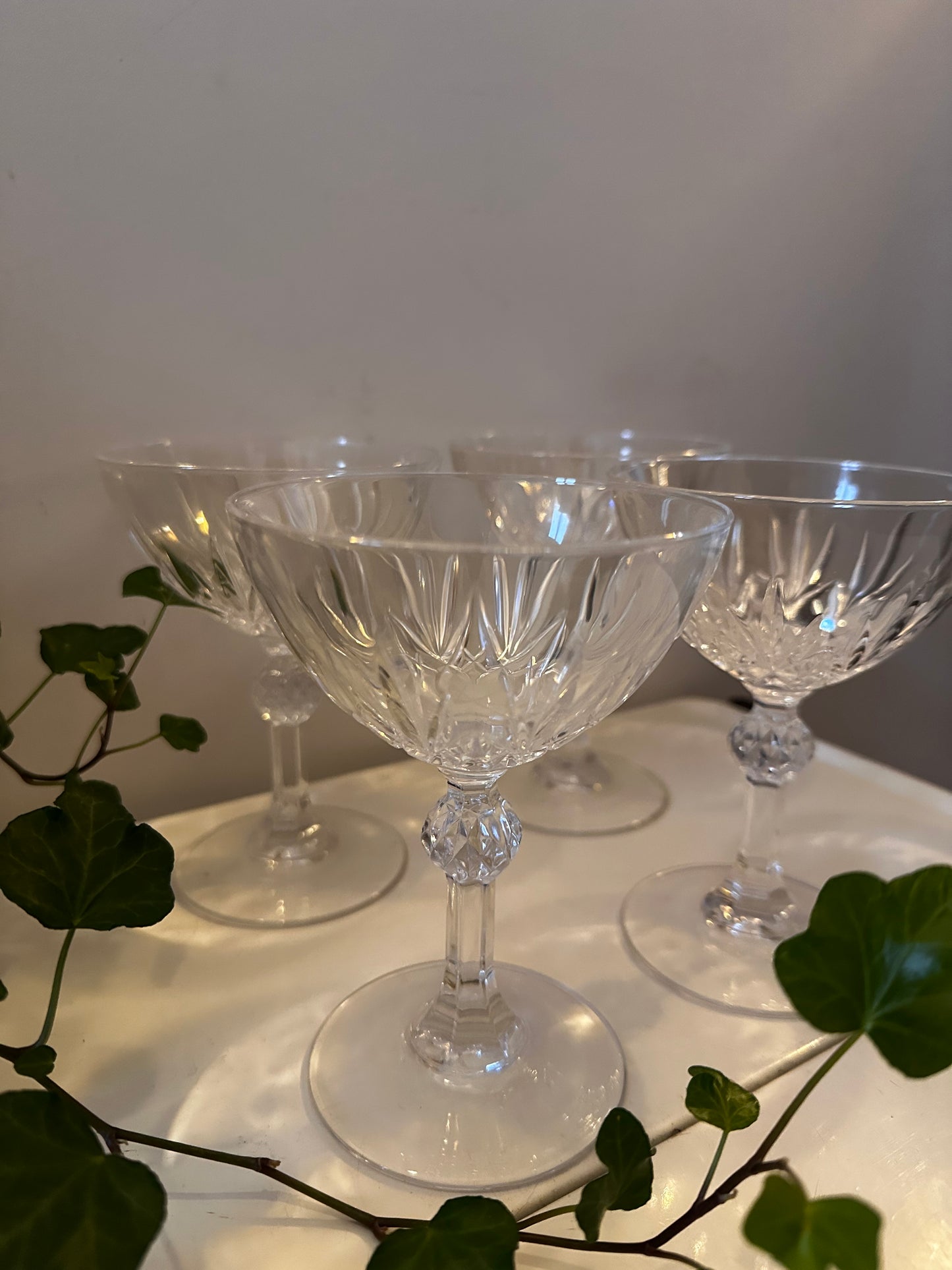 Vintage kristallen coupe champagne glazen