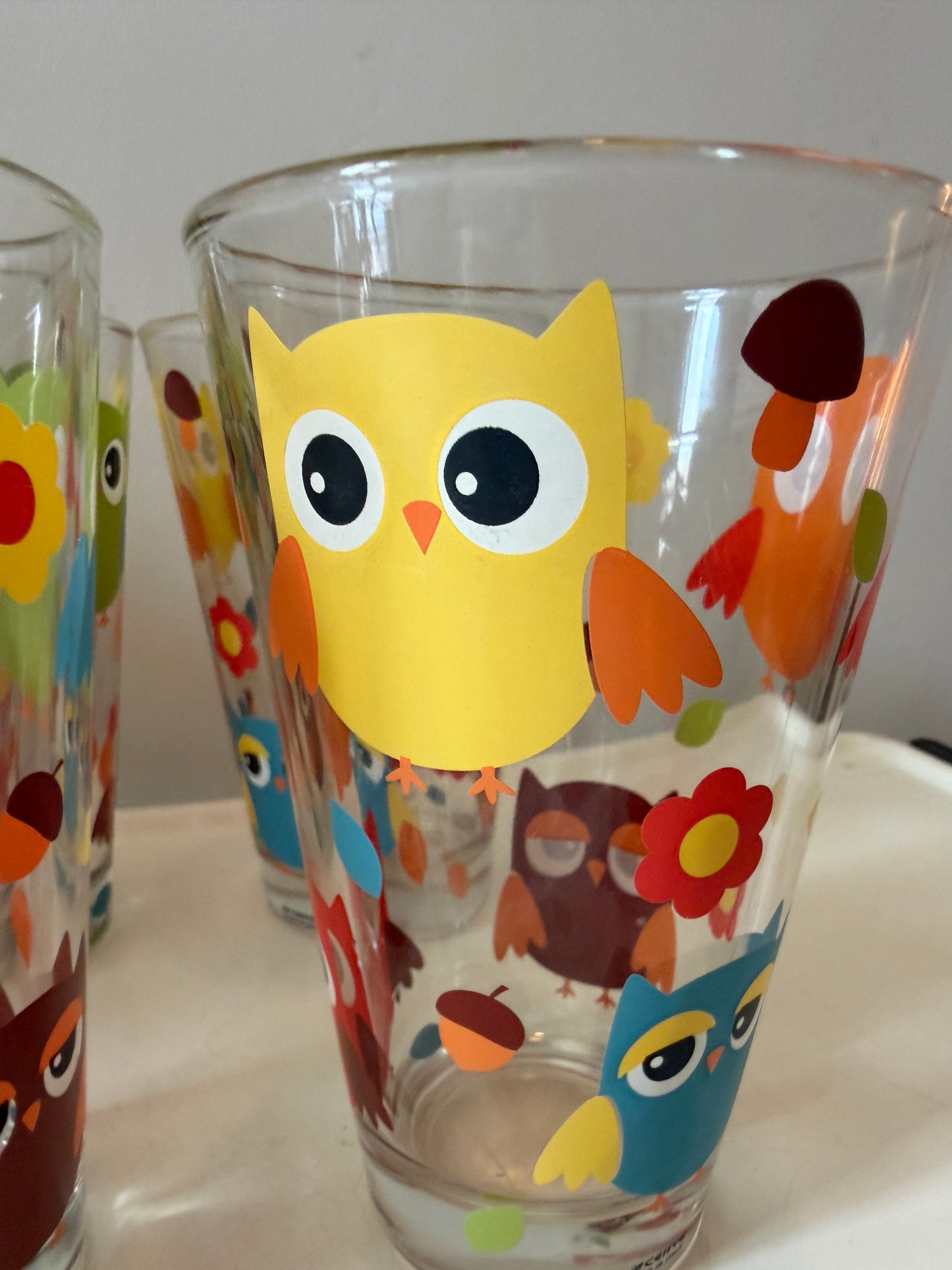 Set van 4 glazen met Uilenmotief