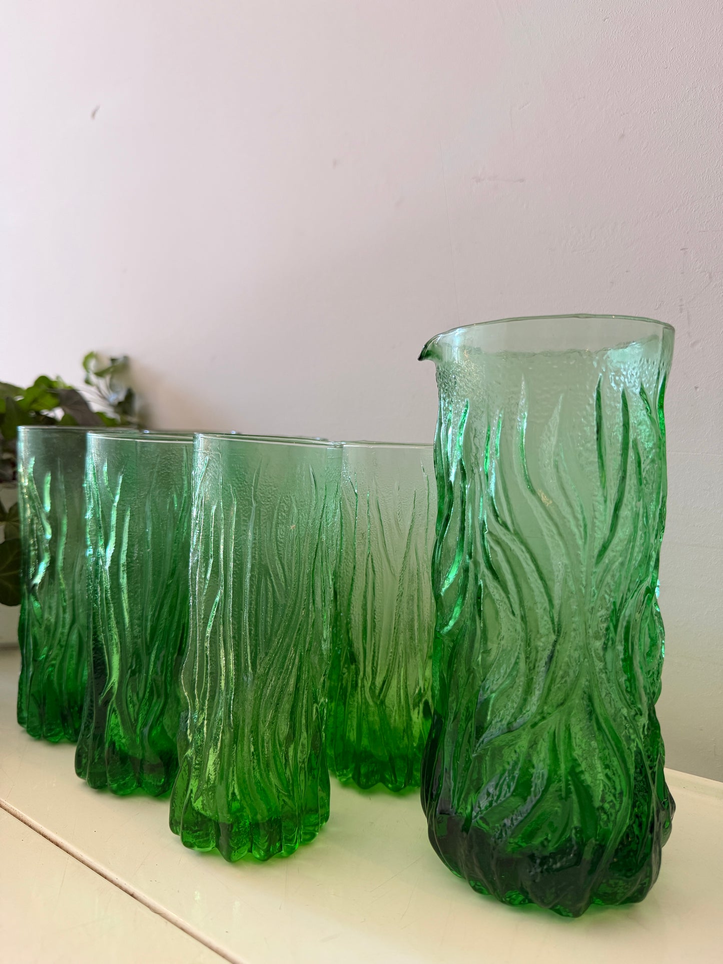 Vintage Italiaanse Bark Glass Karafset