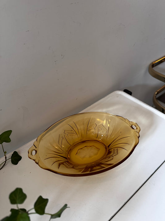 Persglazen schaaltje amberkleurig