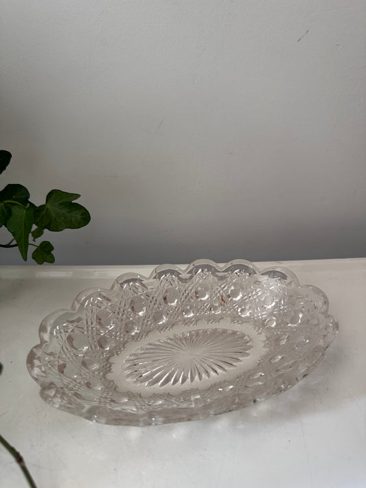 Glazen vintage schaaltje met schulprand