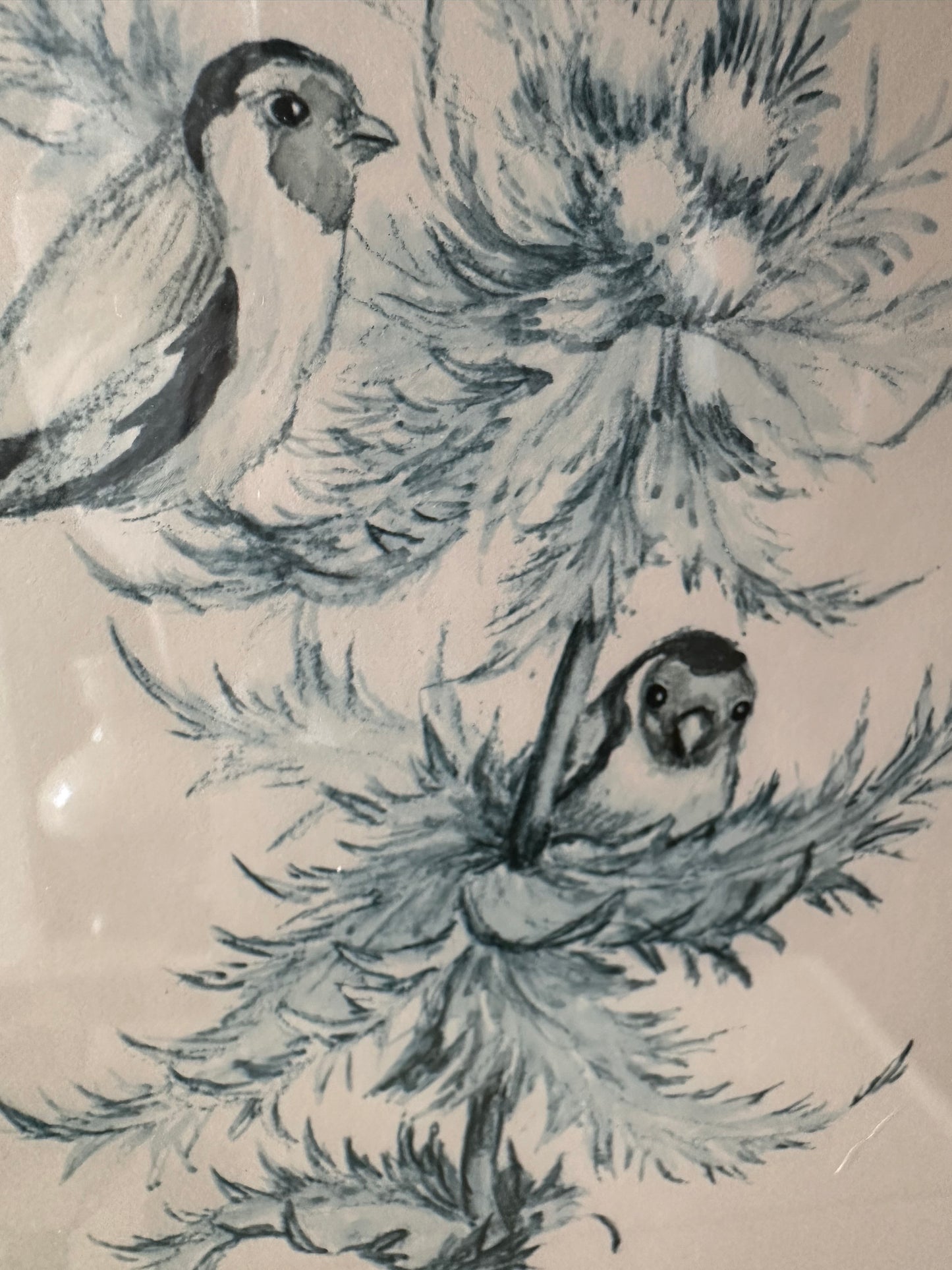 Vintage lijst met vogel prent