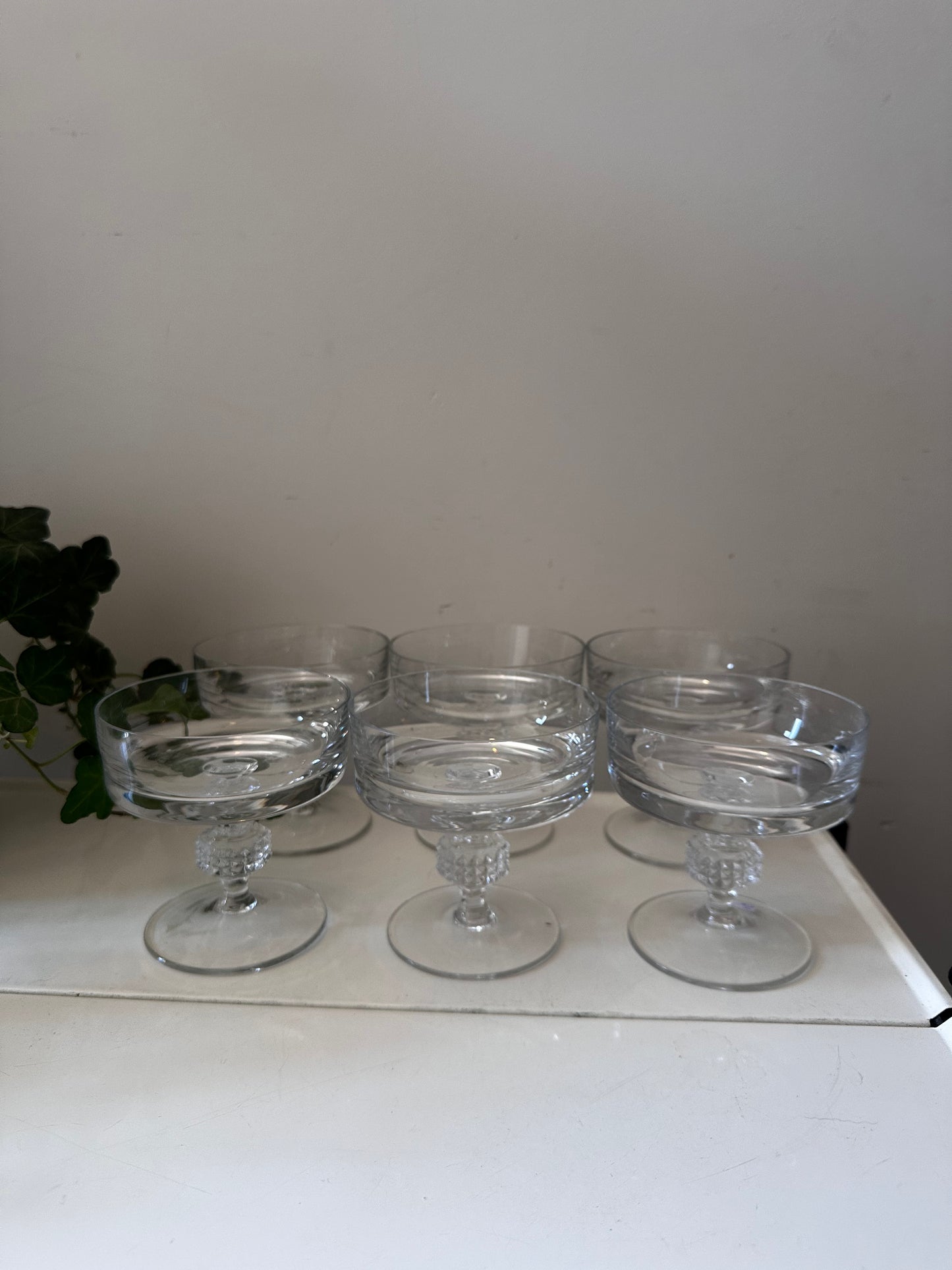 Set van 6 kristallen coupe champagne glazen