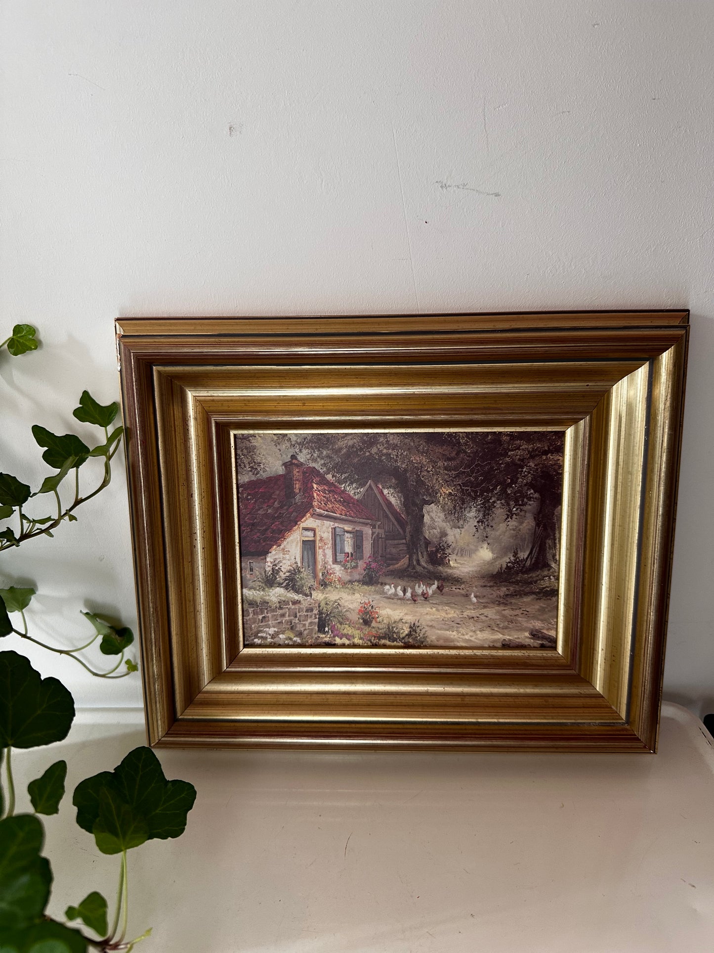 Vintage prentje met goudkleurig lijstje