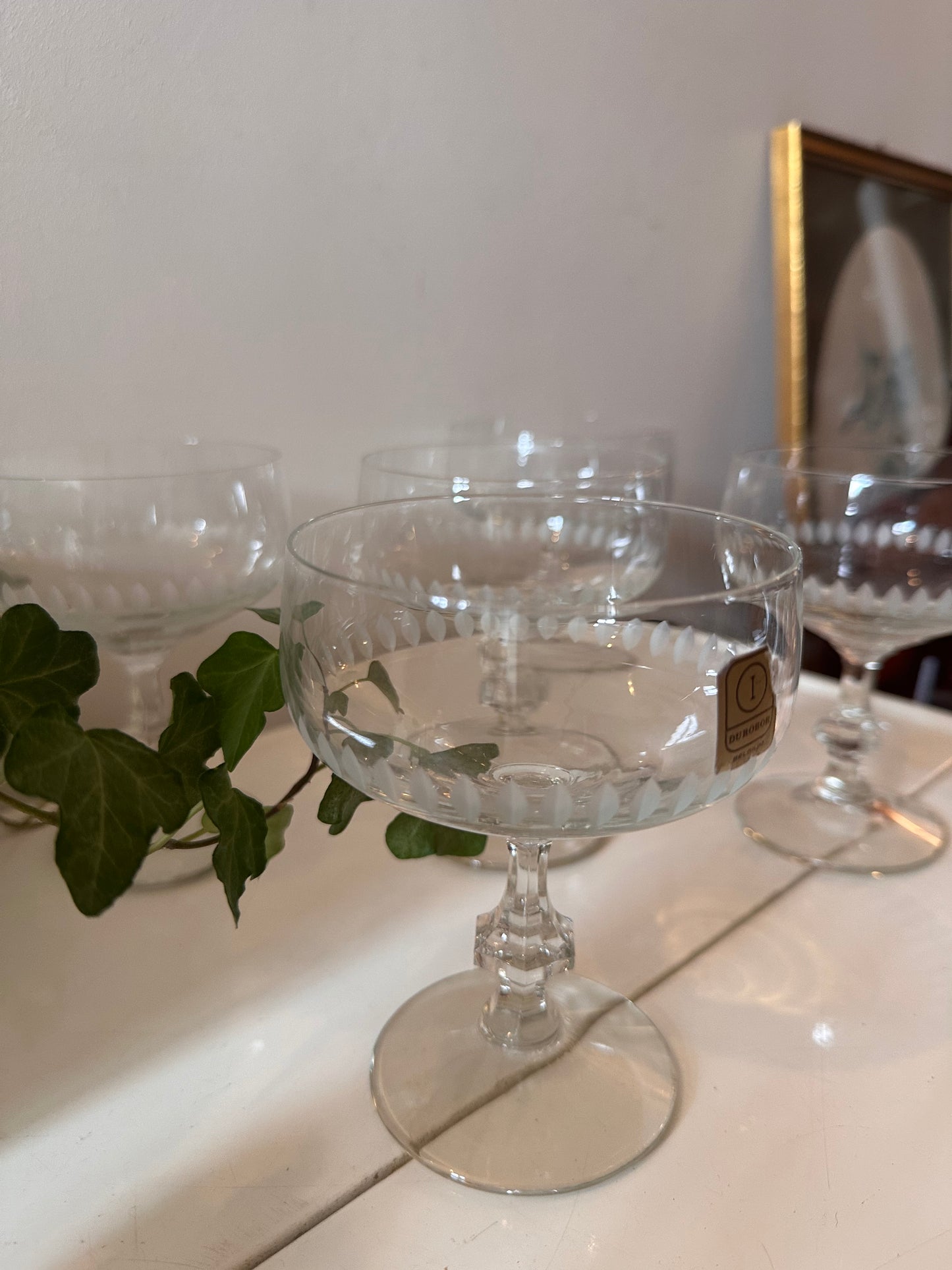 Set van 5 kristallen coupé champagne glazen