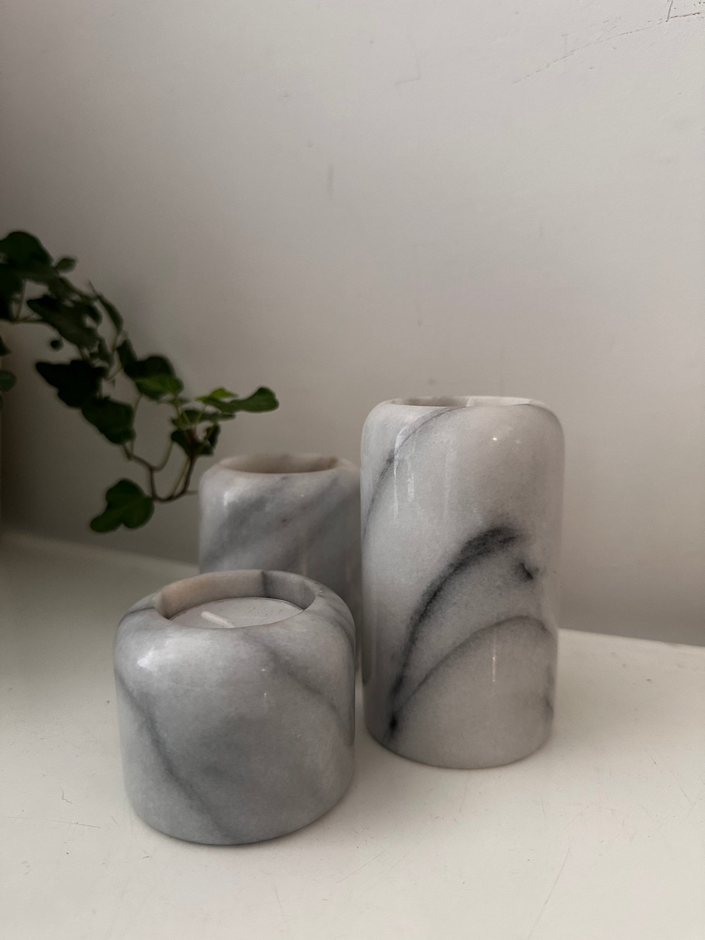 Onyx set van 3 waxinelichthouders