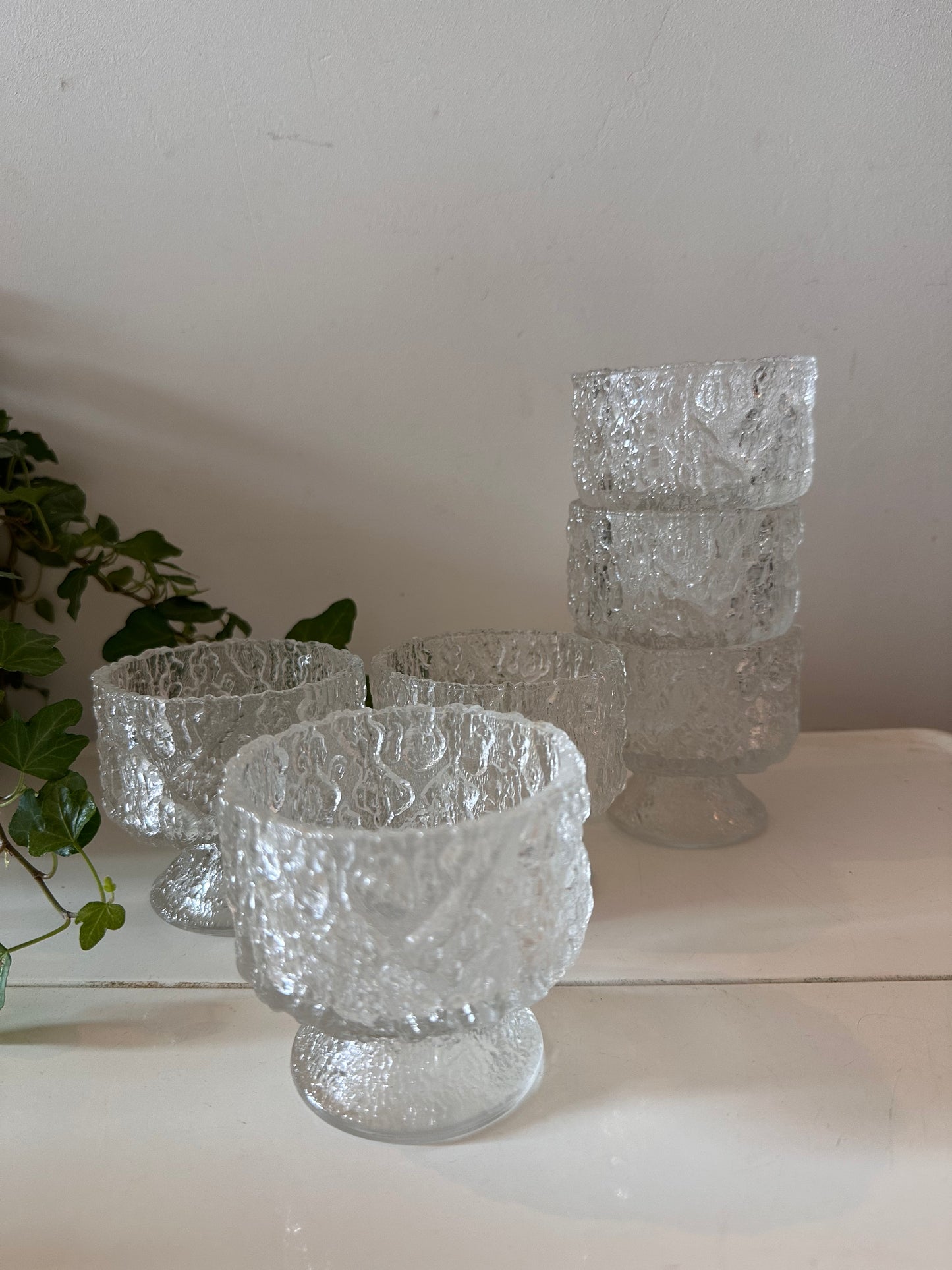 Set van 6 vintage glazen coupes