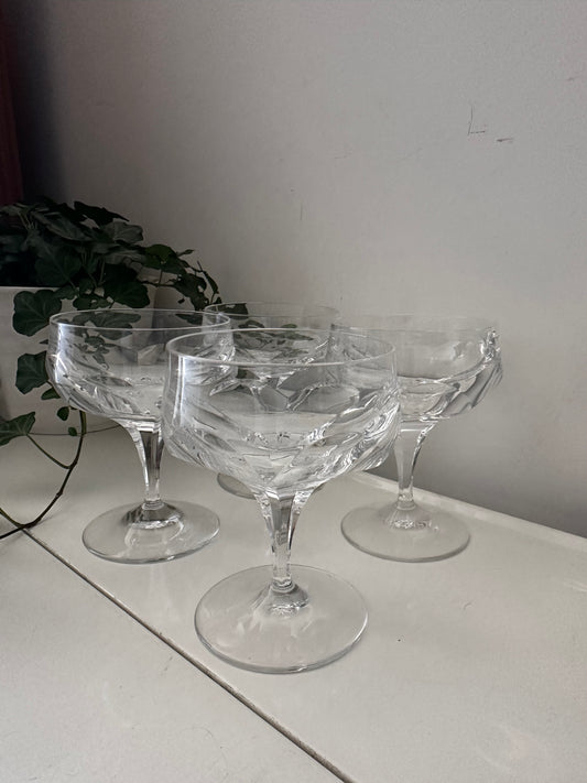 Set van 4 kristallen coupe champagne glazen