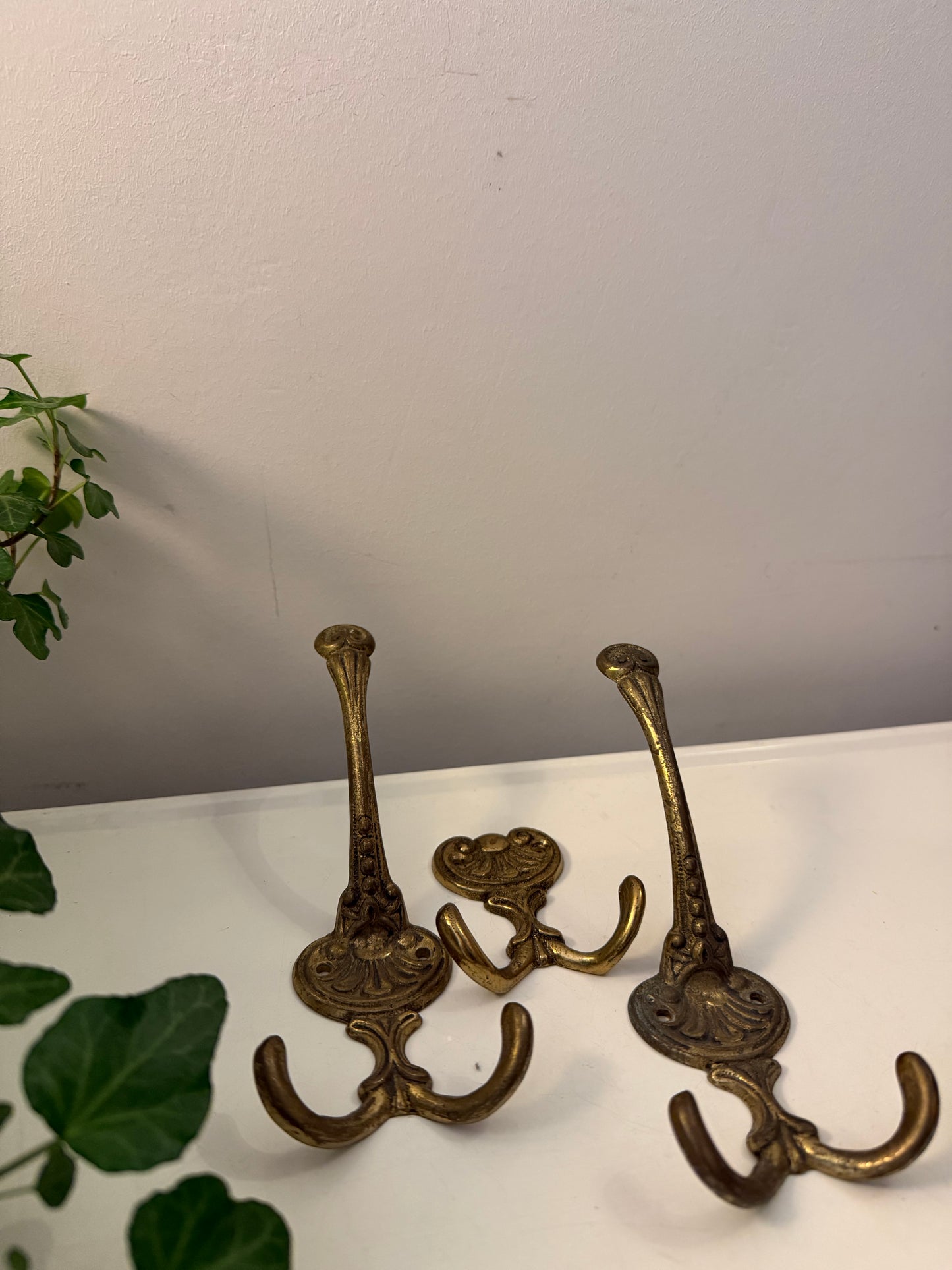 Set van 3 messing wandhaken