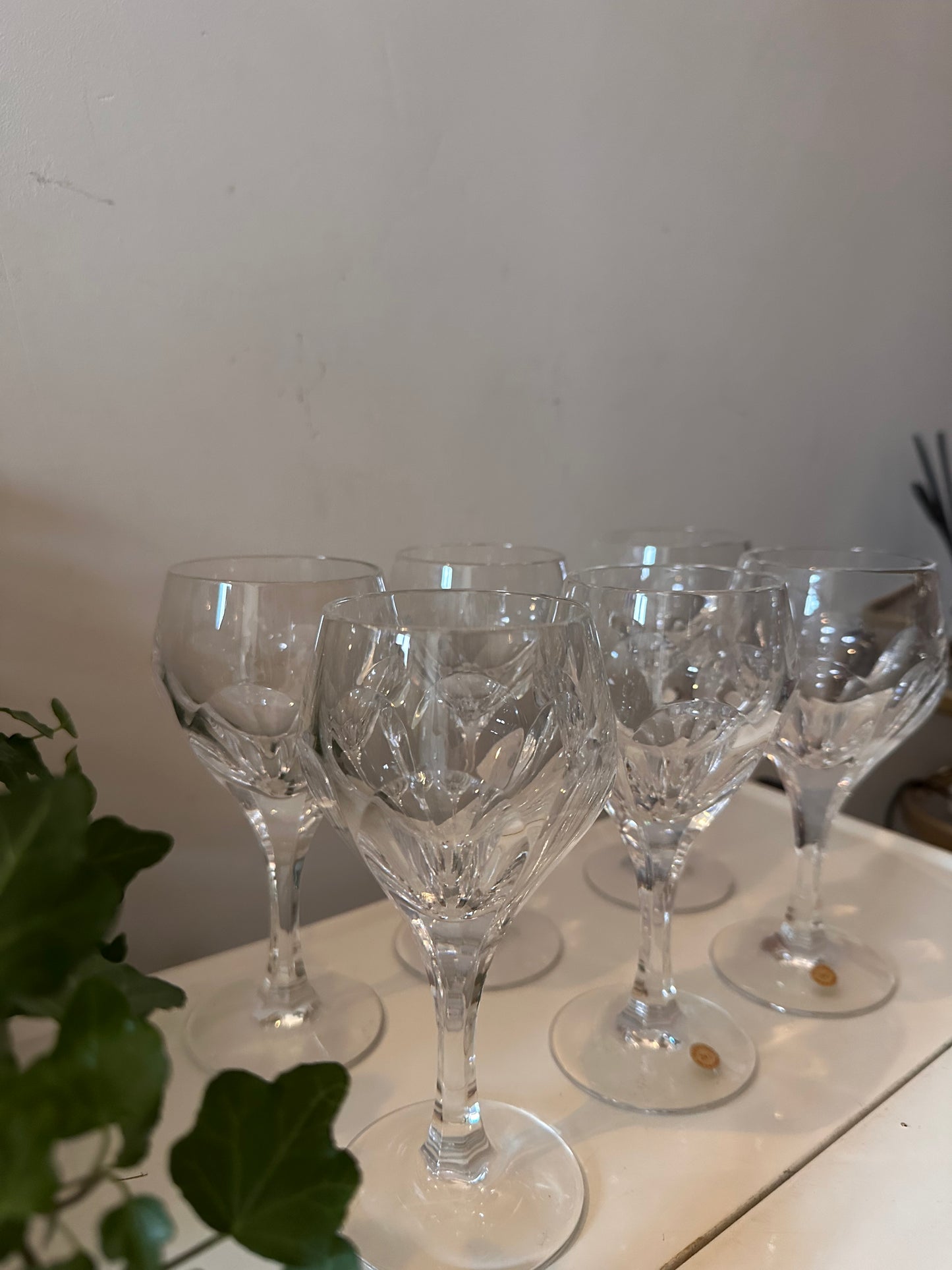 Set van 6 kristallen wijnglazen