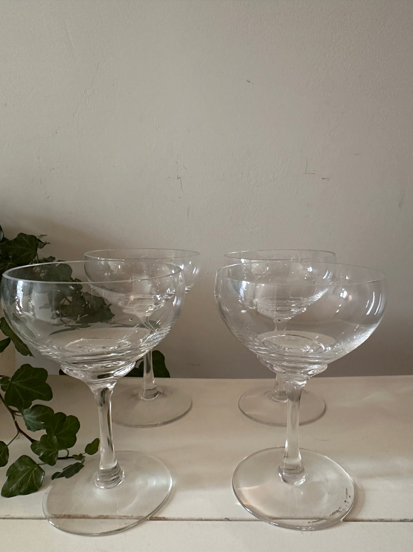 Set van 4 kristallen coupe champagne glazen