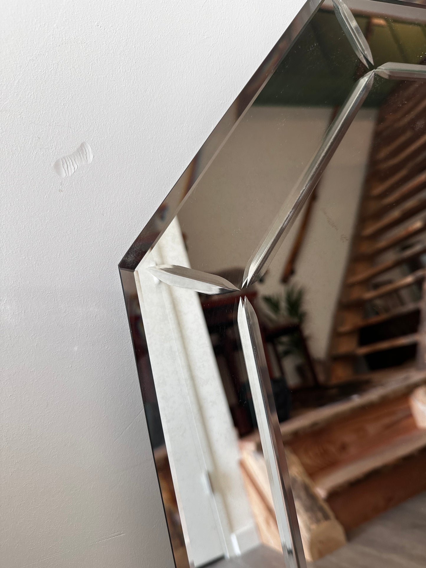 Vintage Jaren 80 spiegel facet geslepen