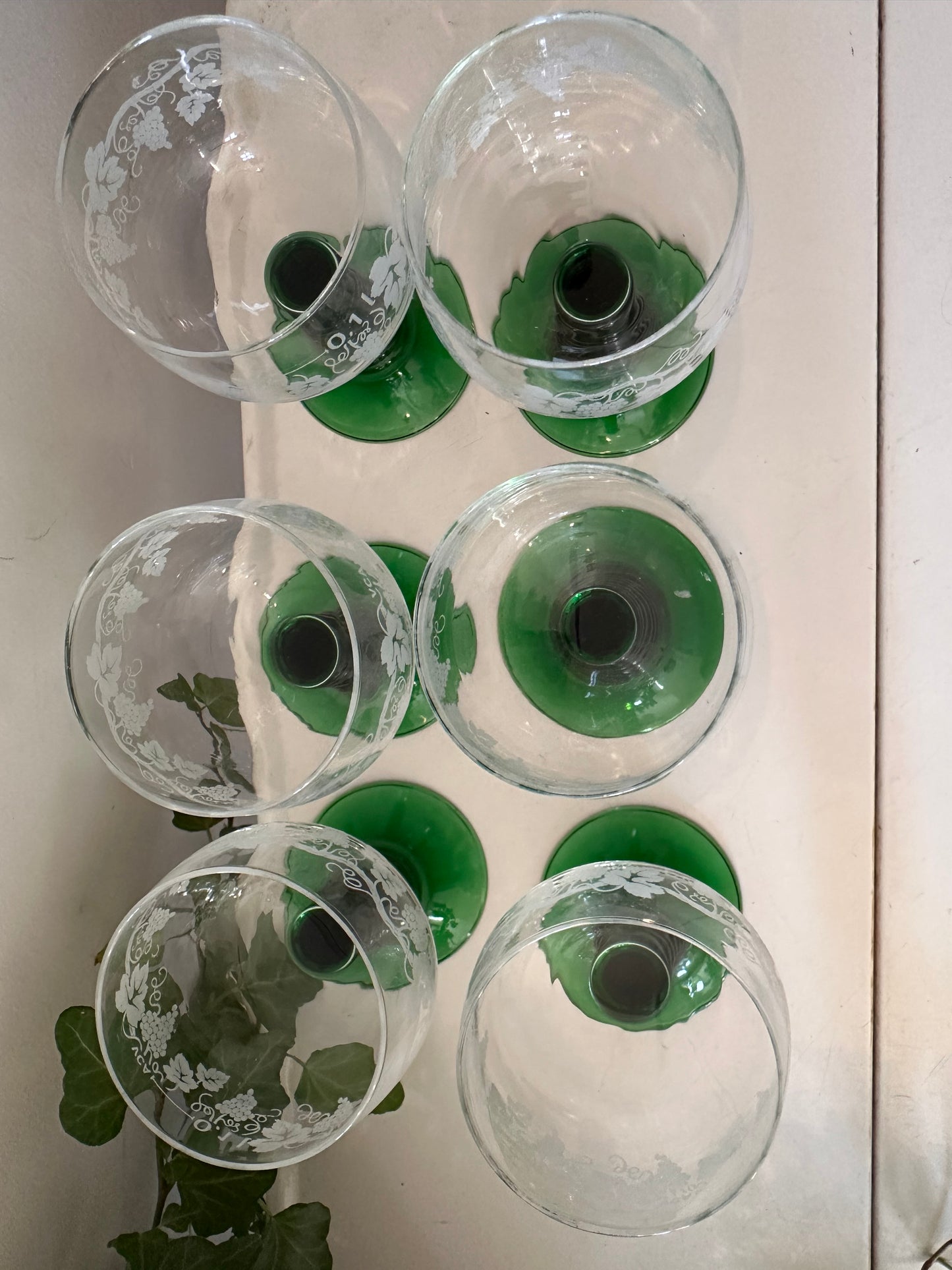 Set van 6 groene Roemer glazen