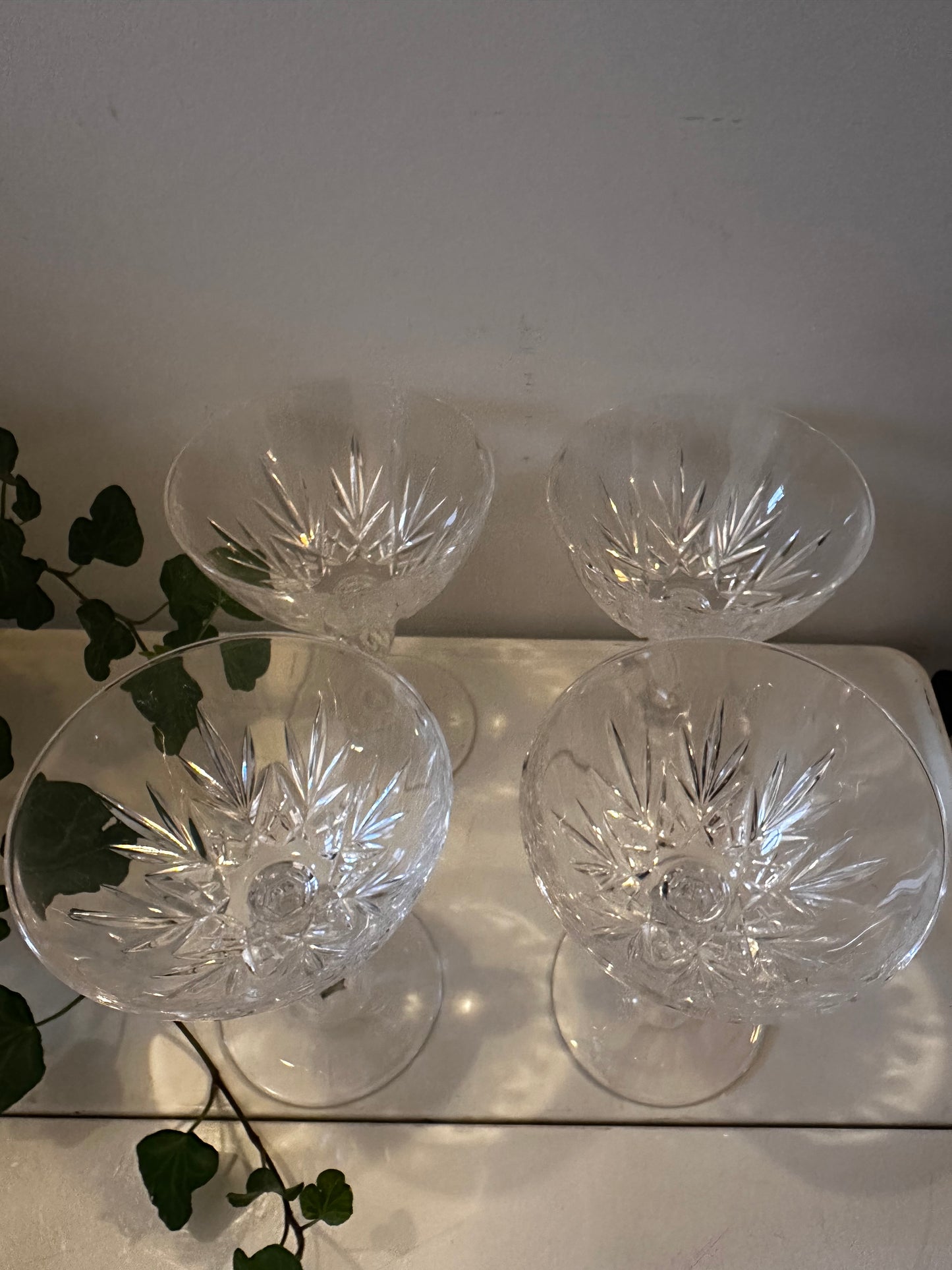 Vintage kristallen coupe champagne glazen