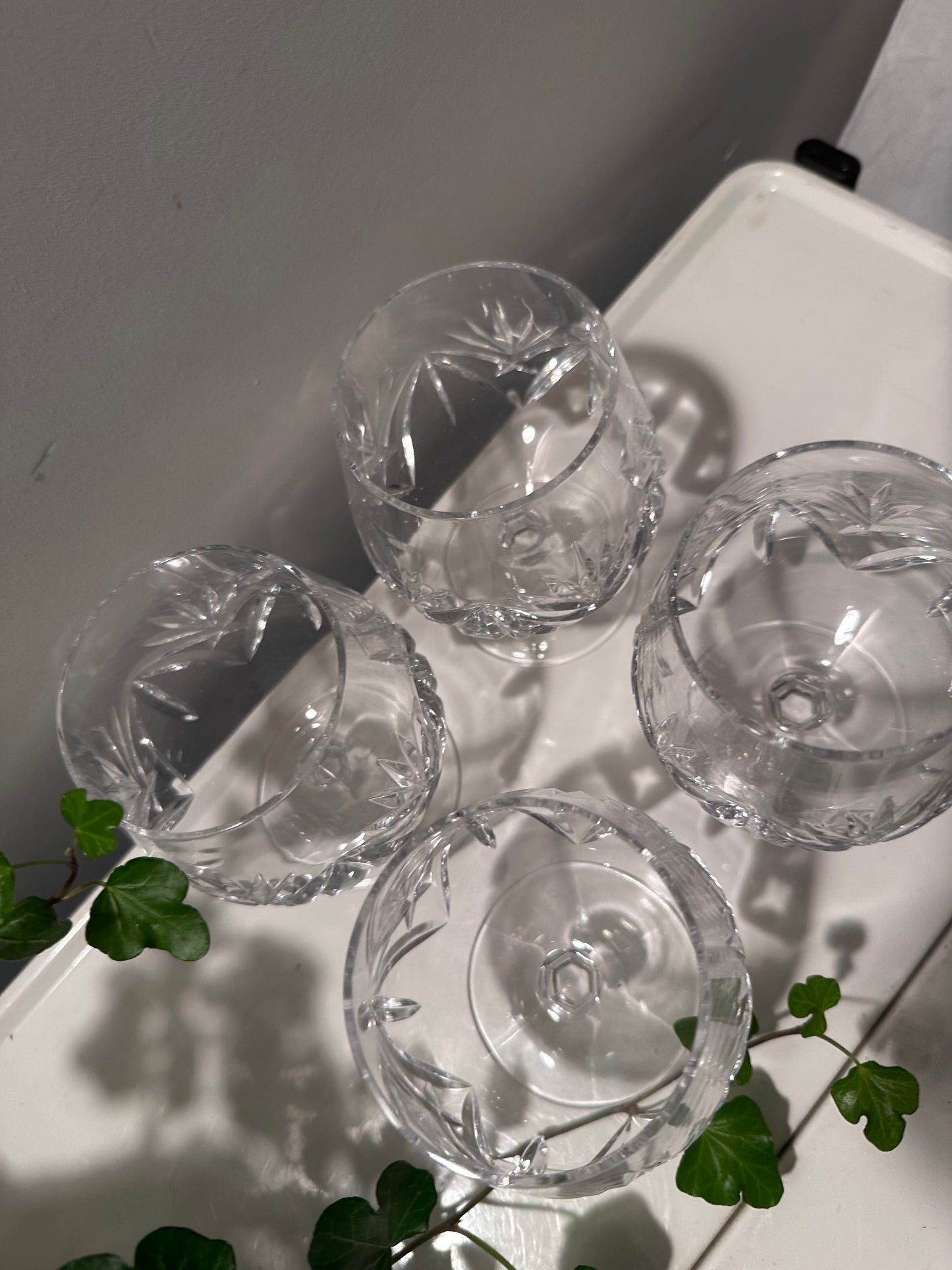 4 vintage kristallen cognac glazen