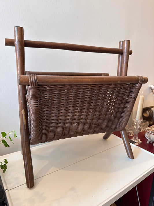 Rotan bamboe lectuurbak jaren 70