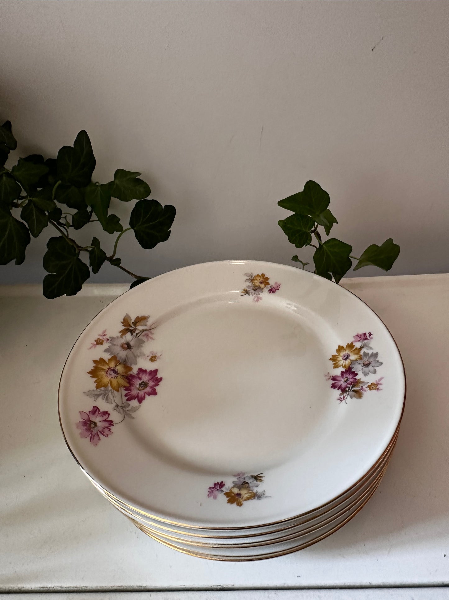 Porseleinen bordjes met bloemetjes