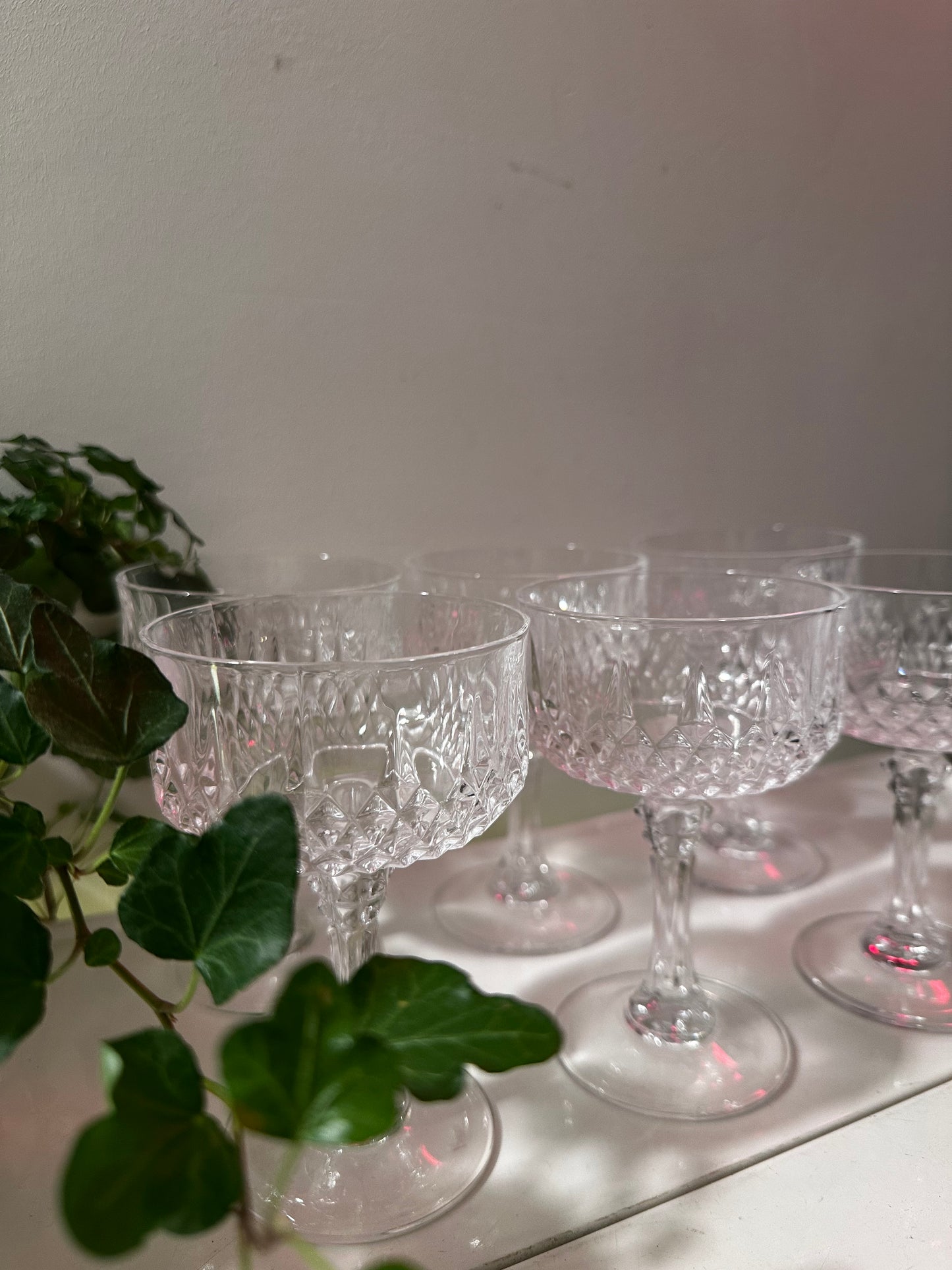 6 vintage kristallen coupe champagne glazen
