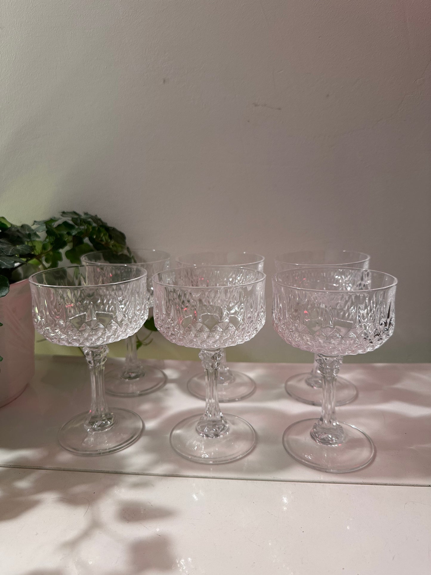 6 vintage kristallen coupe champagne glazen
