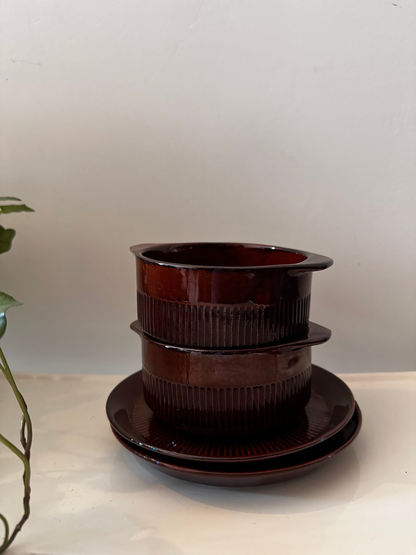 2 retro soepkommen met schotel