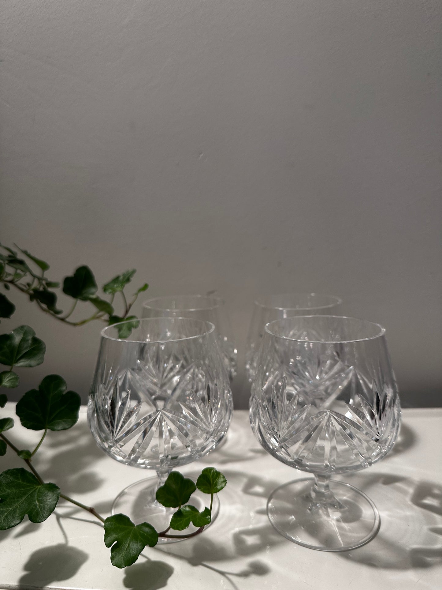 4 vintage kristallen cognac glazen