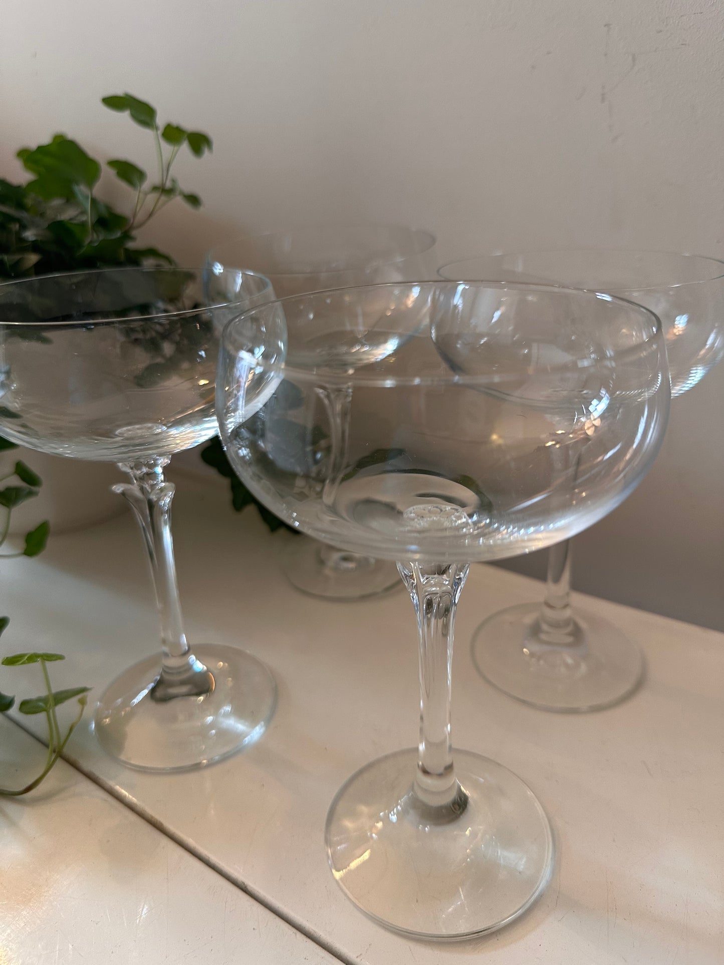 Set van 4 kristallen coupe champagne glazen