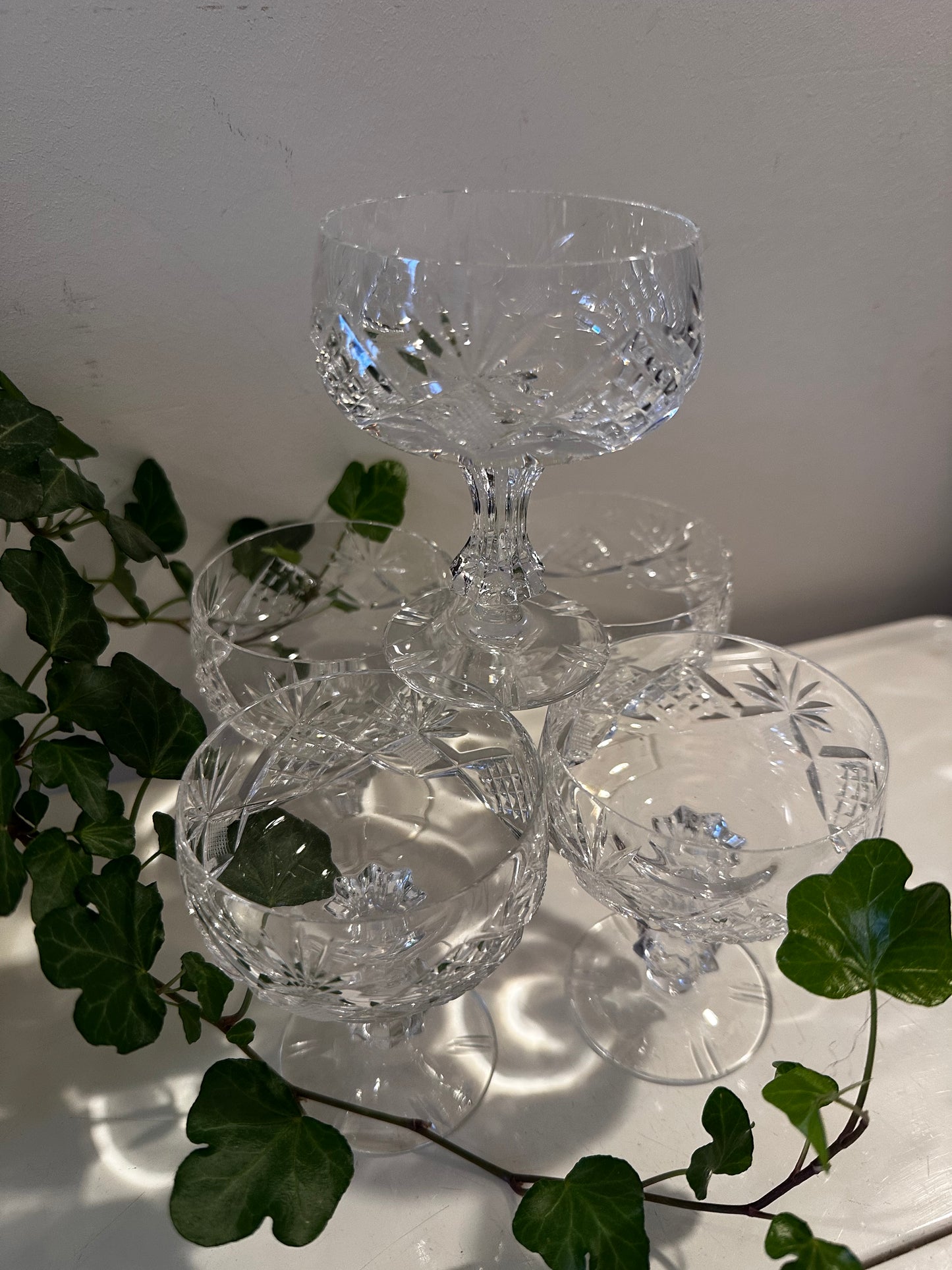 5 vintage kristallen likeurglaasjes