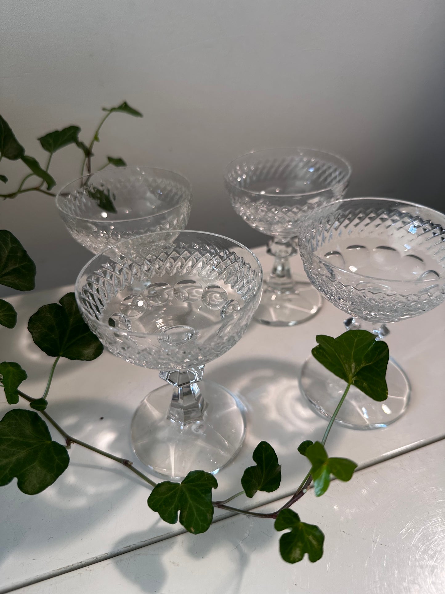 Set van 4 kristallen likeurglaasjes