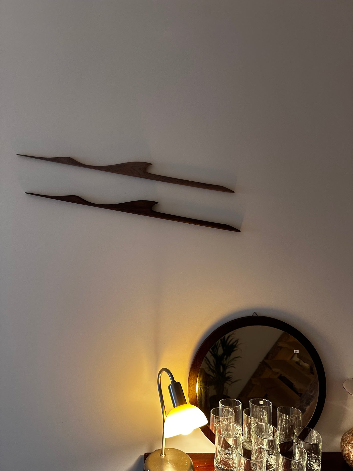 Mid Century set van twee wandvogels kraanvogels