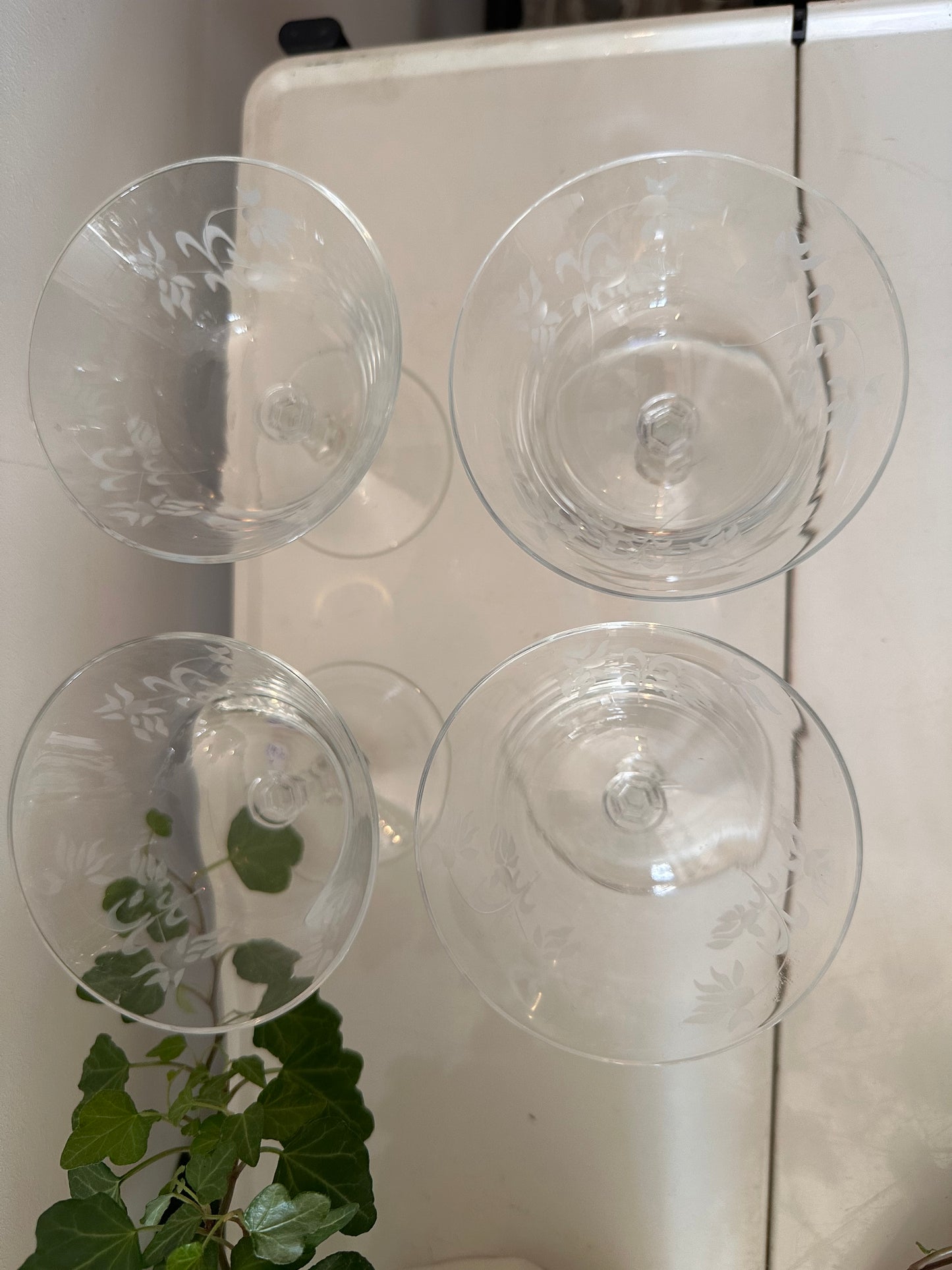 Set van 4 kristallen coupe champagne glazen