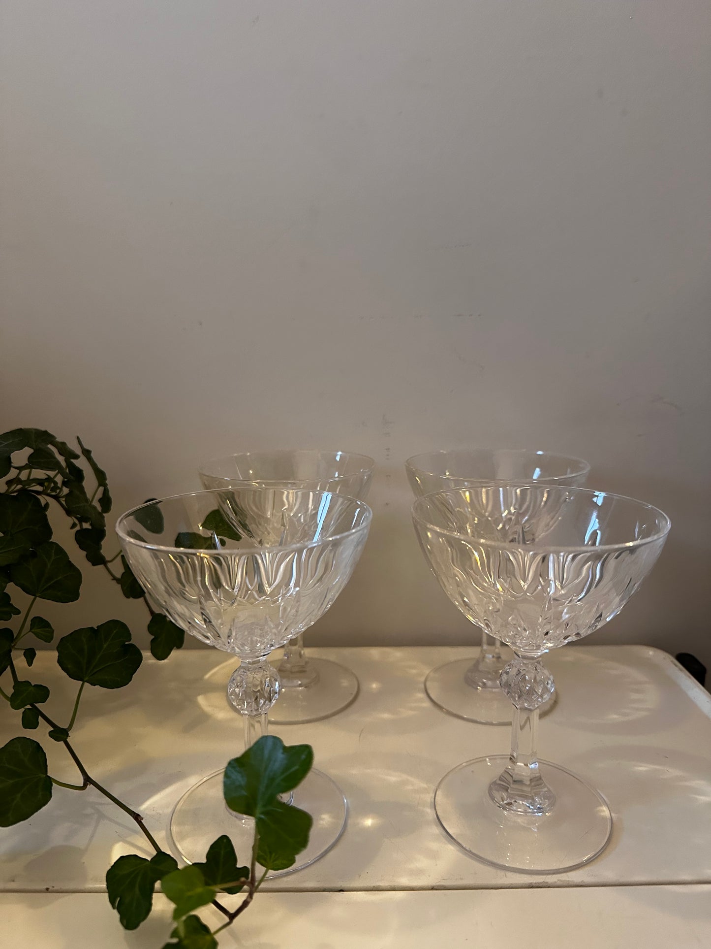 Vintage kristallen coupe champagne glazen