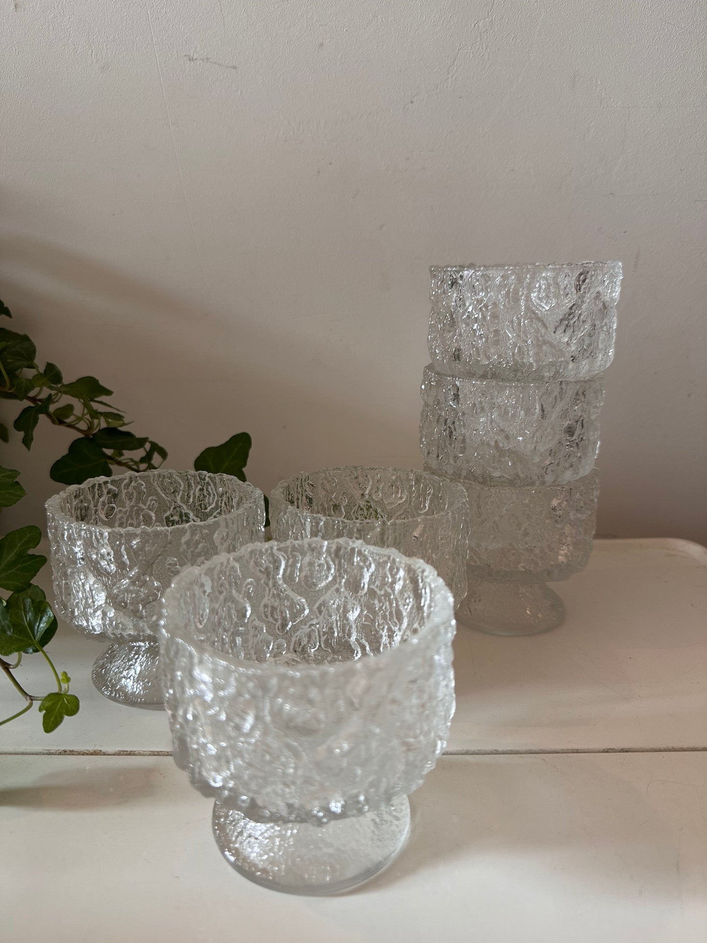 Set van 6 vintage glazen coupes