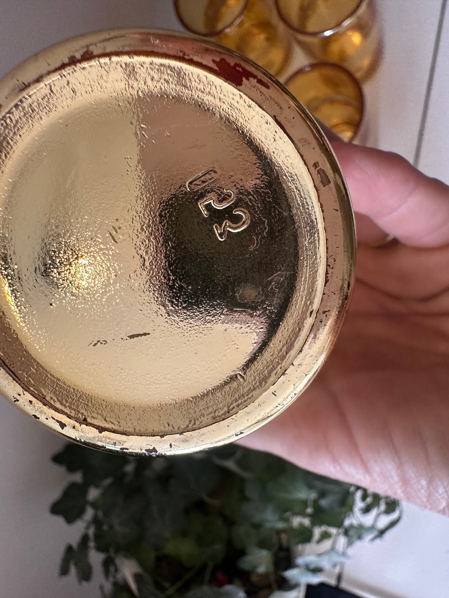 Set van 8 goud/amberkleurige glazen