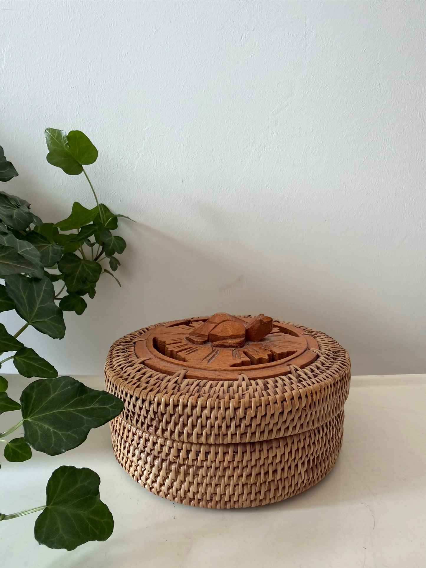 Geweldig leuk bewaardoosje rotan met hout