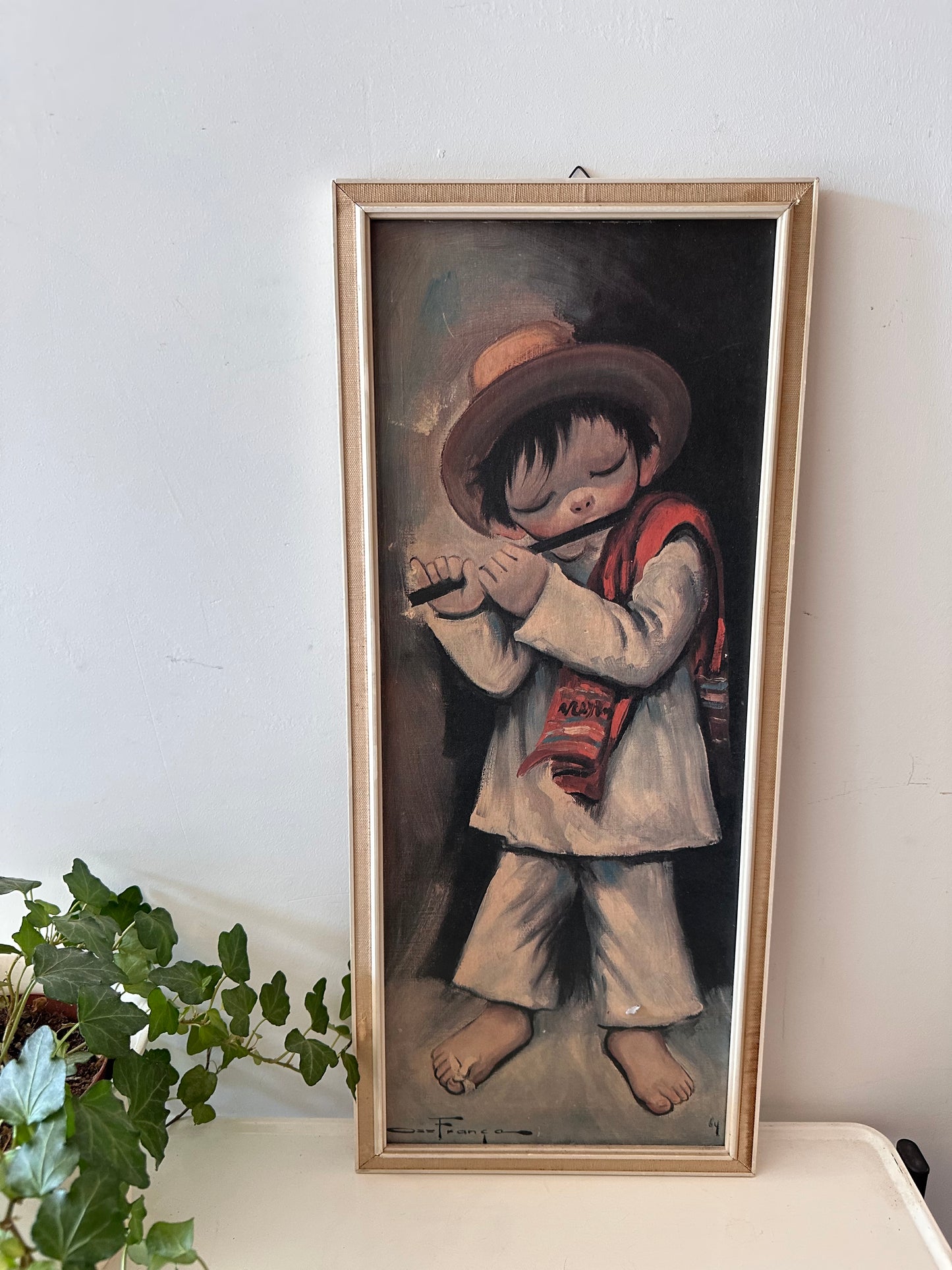 Schilderij met fluitend jongetje