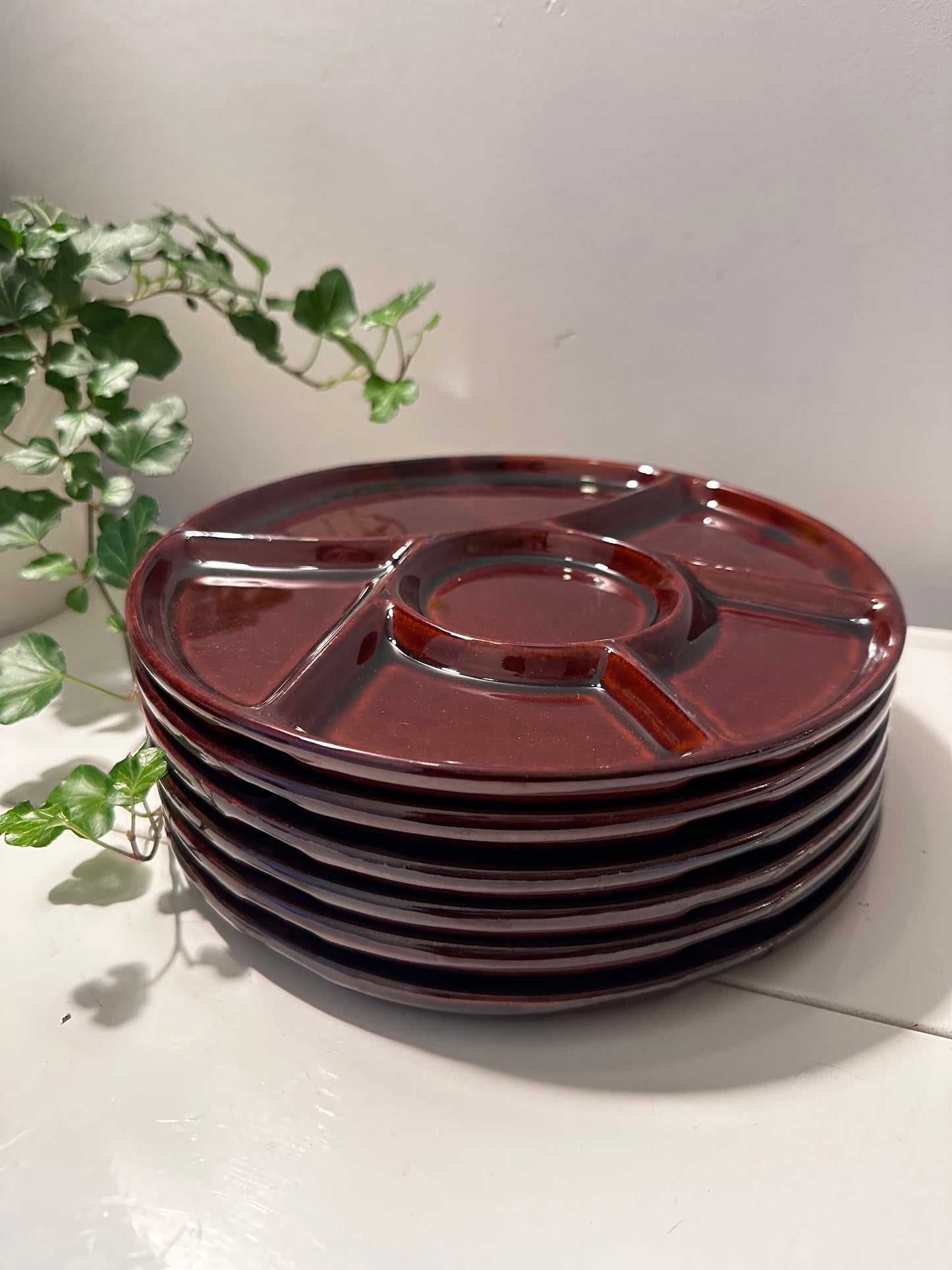 6 vintage keramieken fondue gourmet borden