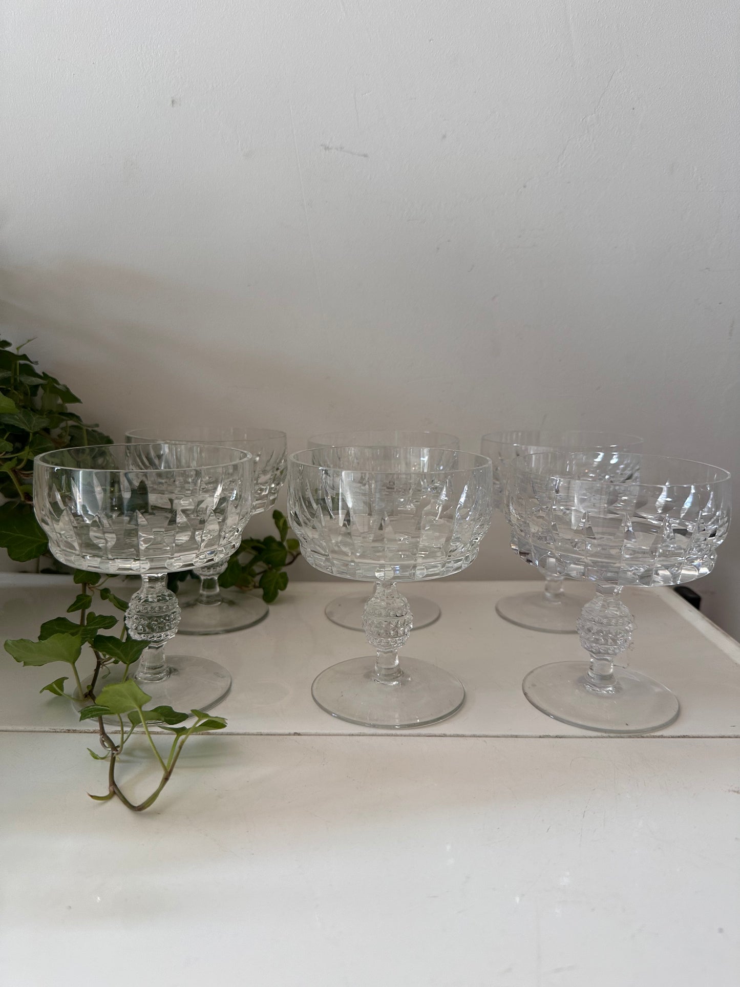 Set van 6 kristallen coupe champagne