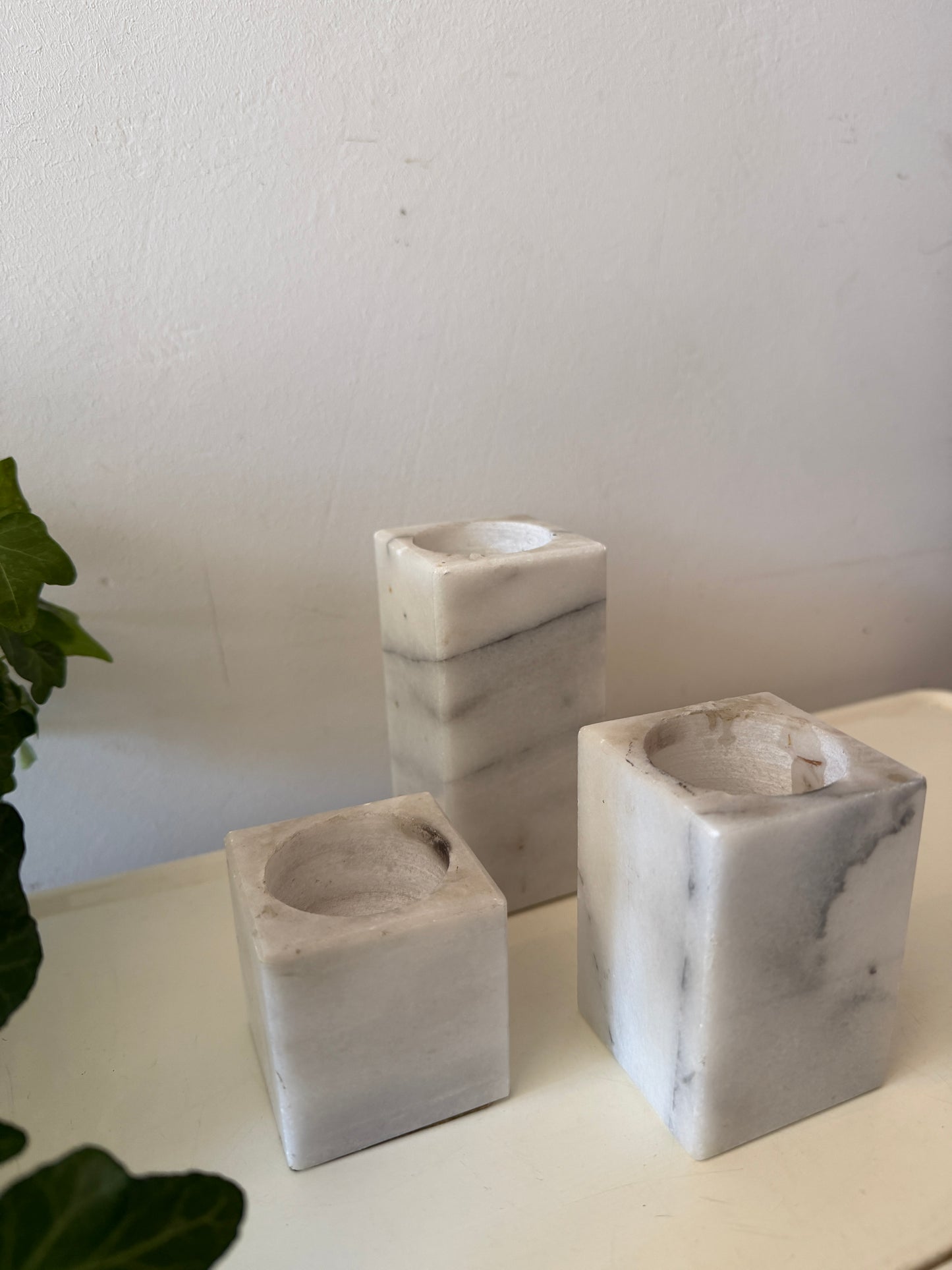 Set van 3 onyx waxinelichthouders