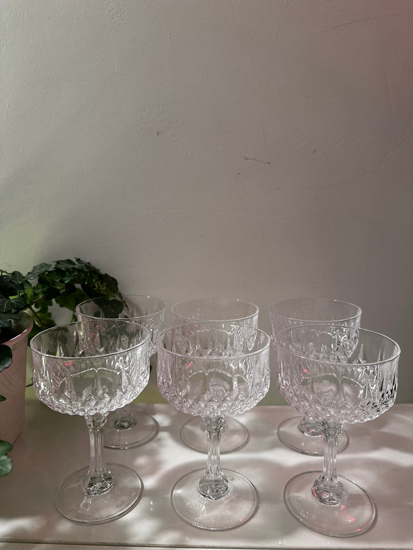 6 vintage kristallen coupe champagne glazen