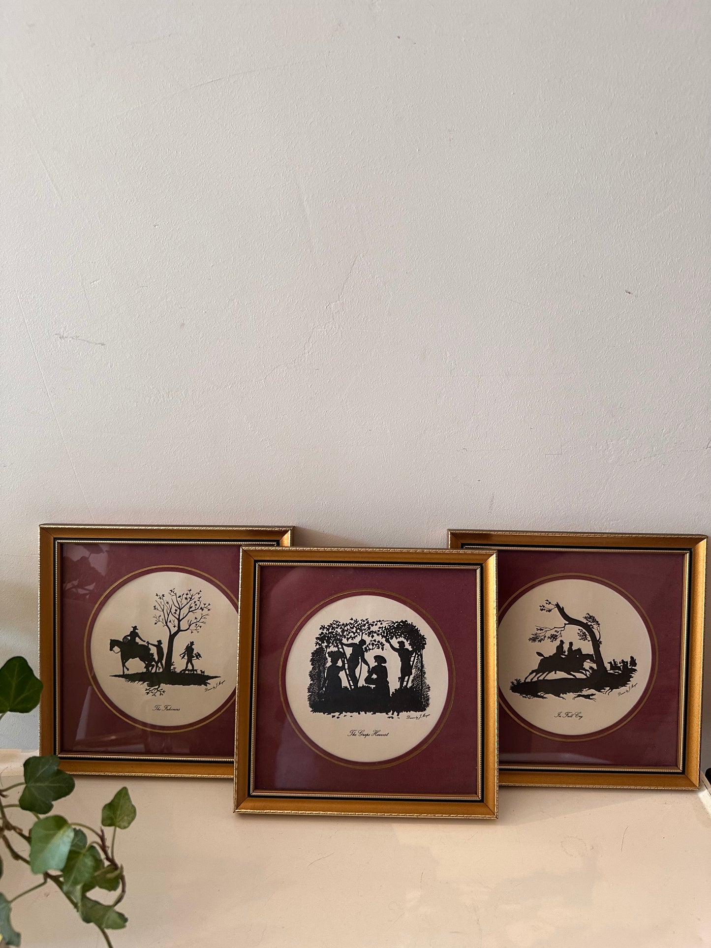 Set van 3 lijstjes met silhouetprint