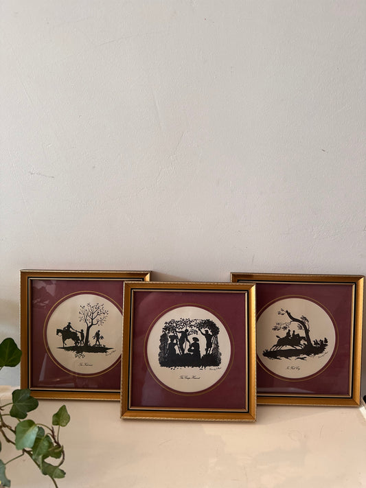 Set van 3 lijstjes met silhouetprint