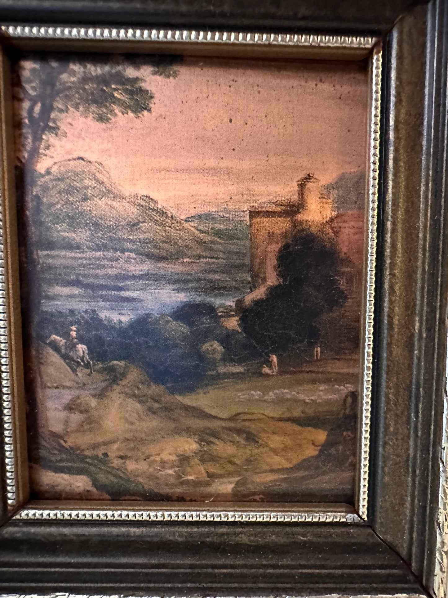 Klassiek prentje van landschap in vintage lijstje