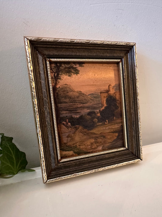 Klassiek prentje van landschap in vintage lijstje