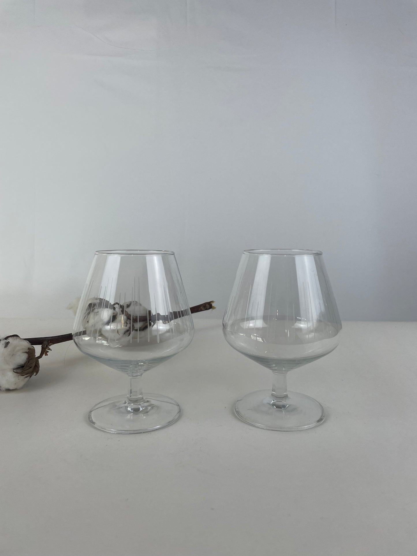 Vintage Cognac glazen gegraveerd
