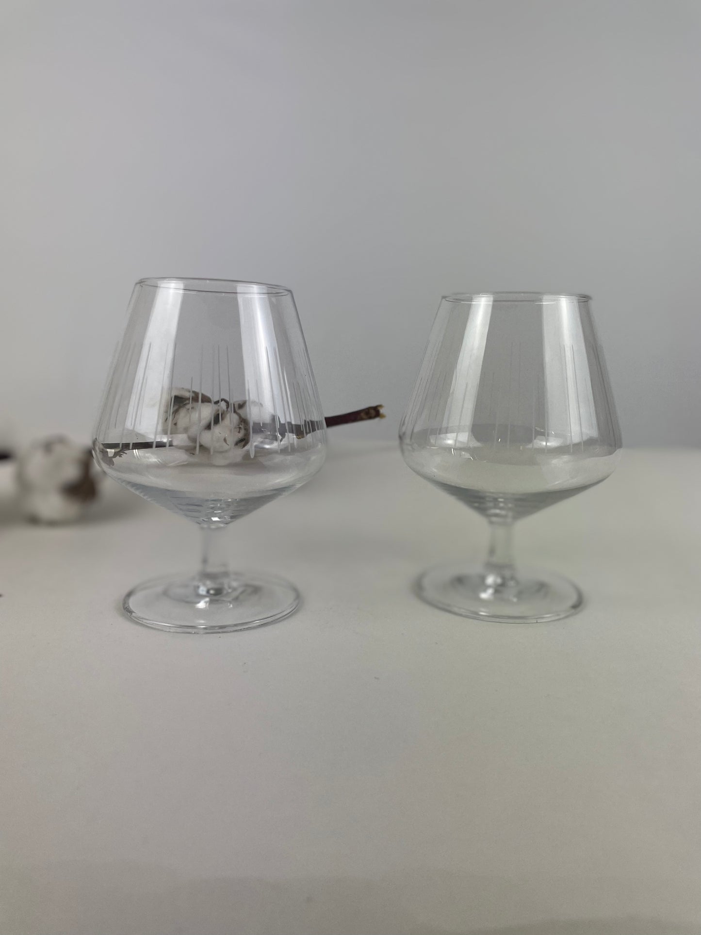 Vintage Cognac glazen gegraveerd