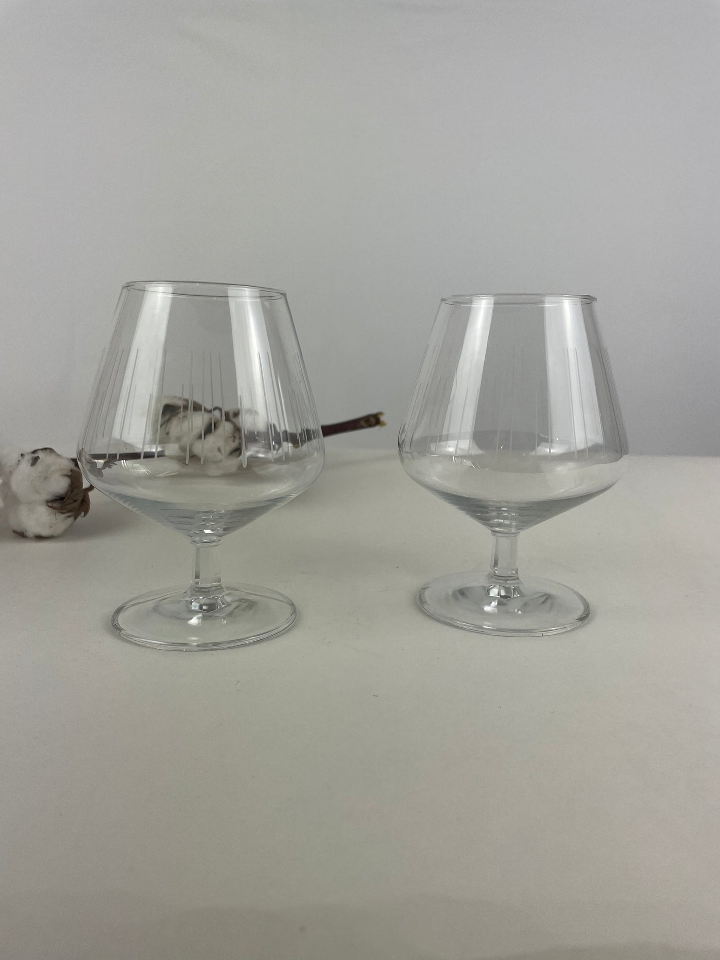 Vintage Cognac glazen gegraveerd